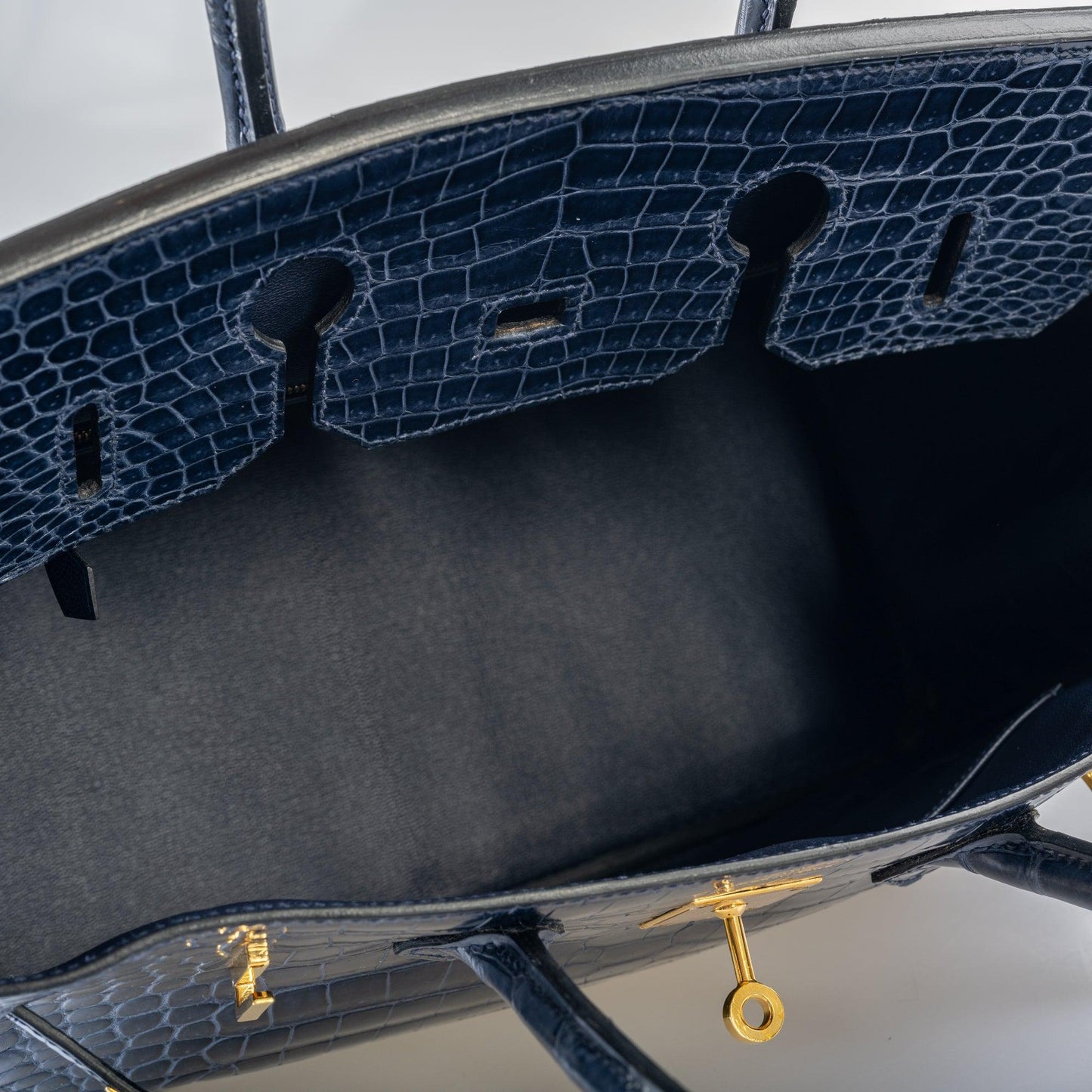 Hermès Birkin 35 Blue Abysse Shiny Porosus Crocodile Gold Hardware