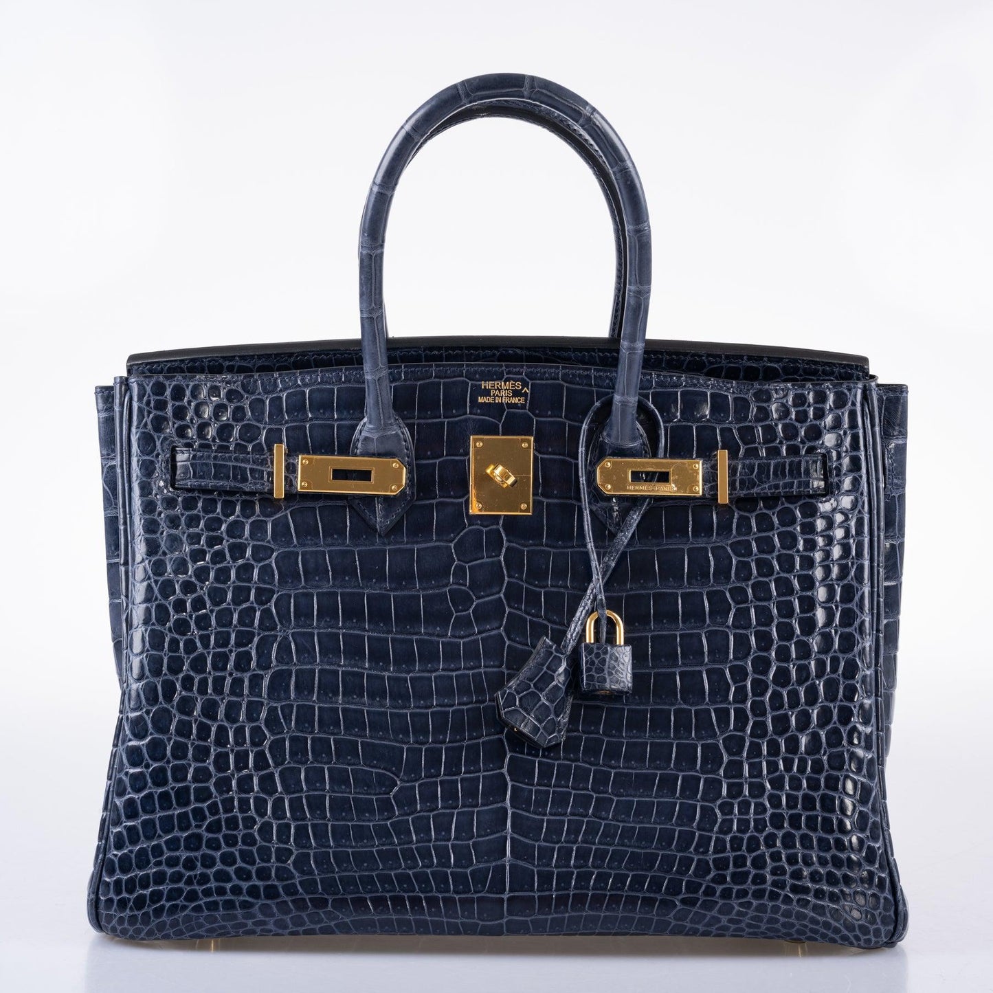 Hermès Birkin 35 Blue Abysse Shiny Porosus Crocodile Gold Hardware