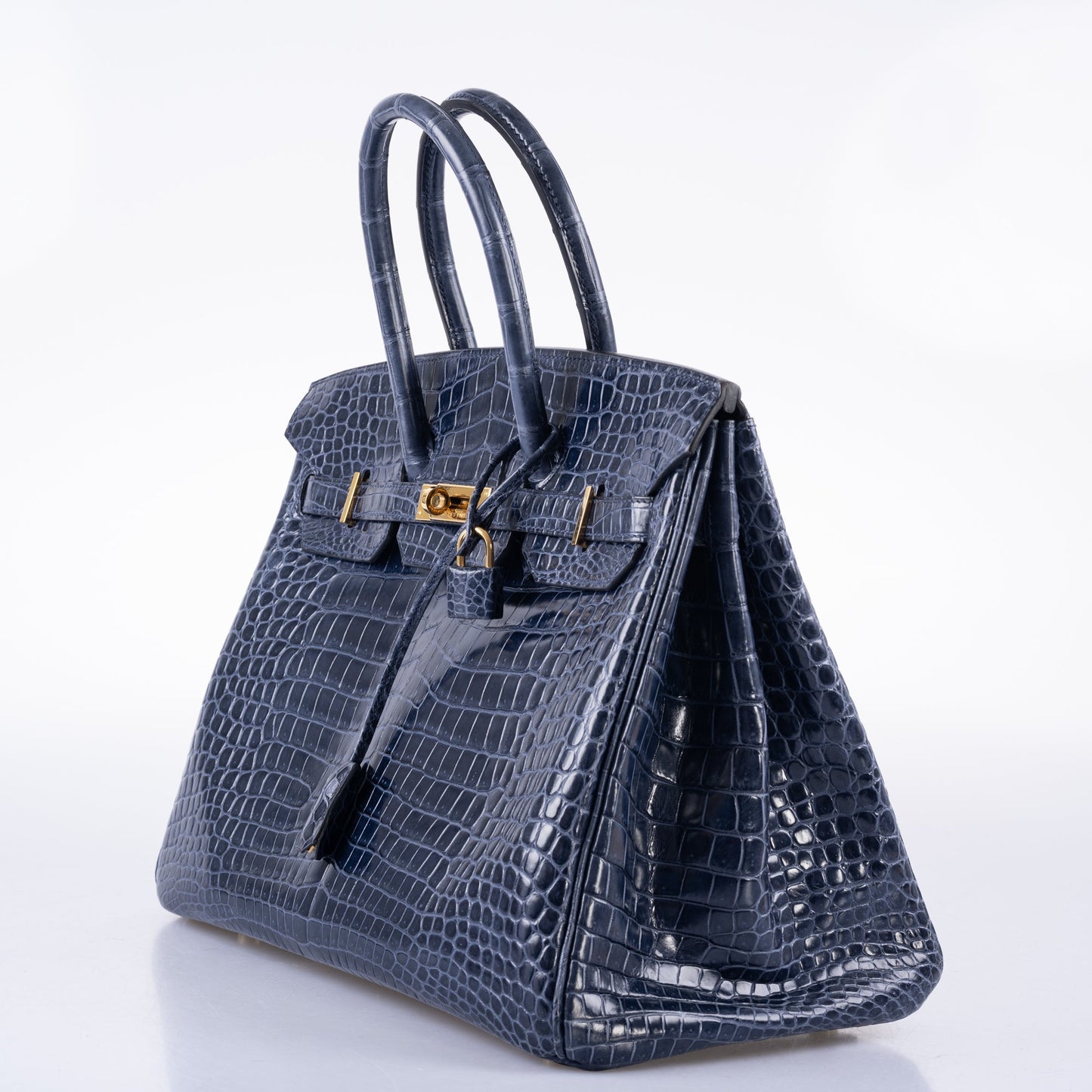 Hermès Birkin 35 Blue Abysse Shiny Porosus Crocodile Gold Hardware