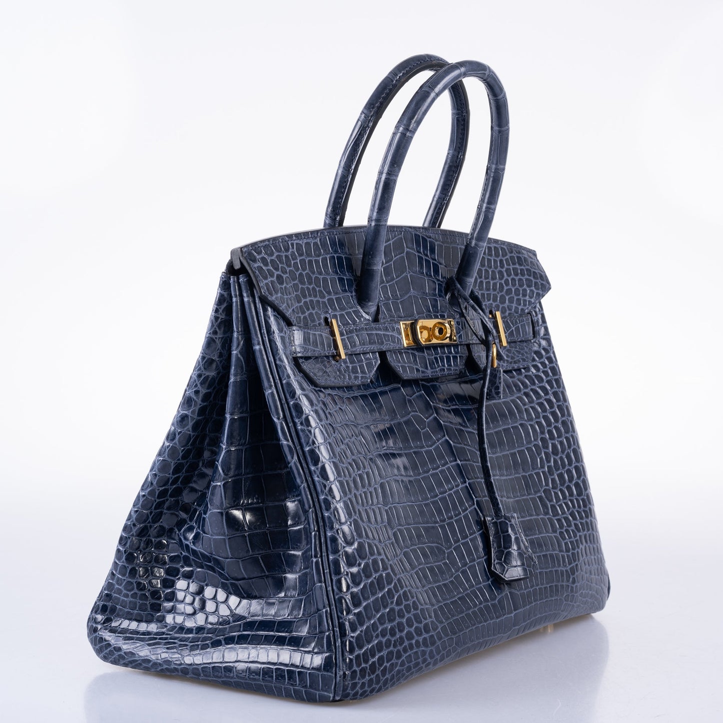 Hermès Birkin 35 Blue Abysse Shiny Porosus Crocodile Gold Hardware