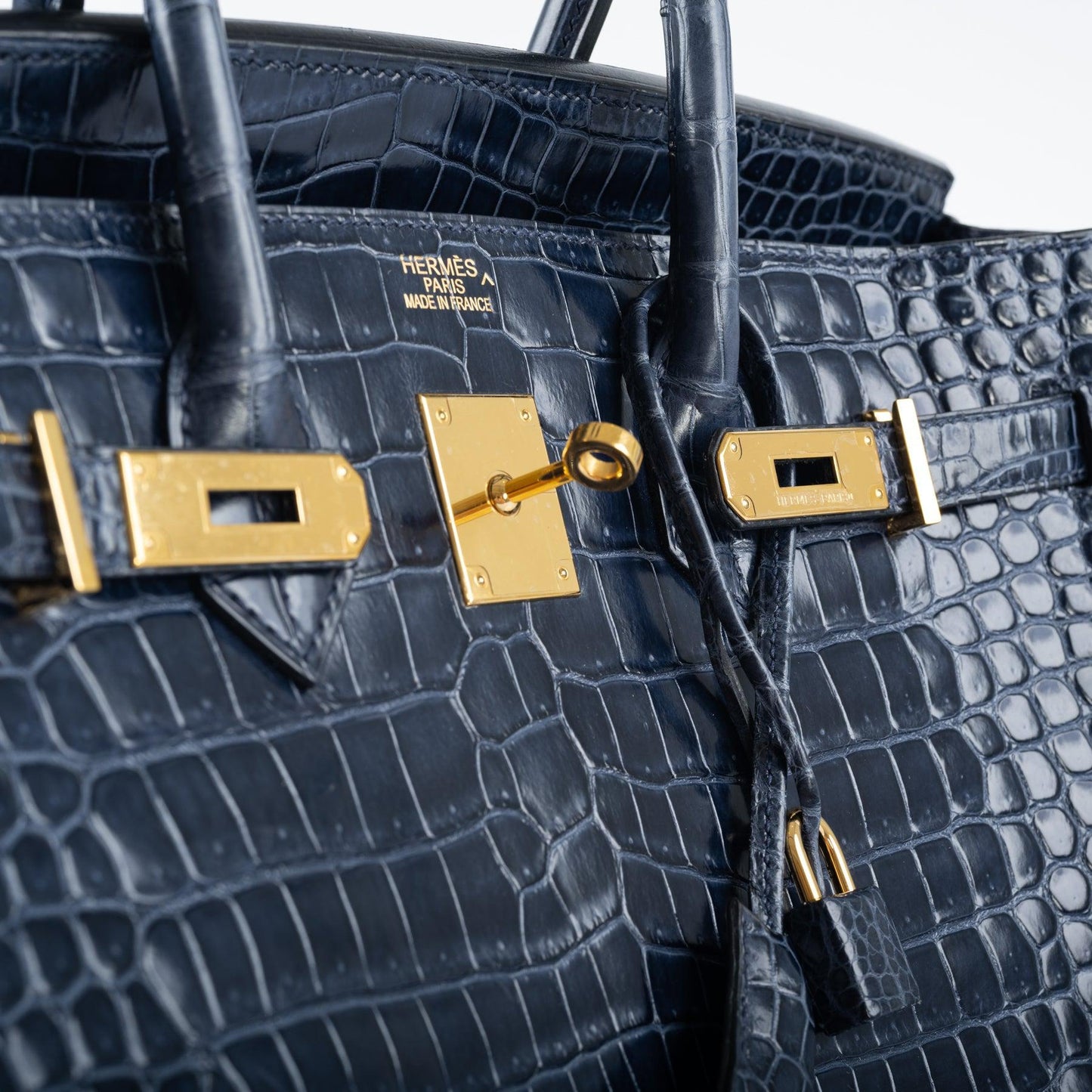 Hermès Birkin 35 Blue Abysse Shiny Porosus Crocodile Gold Hardware