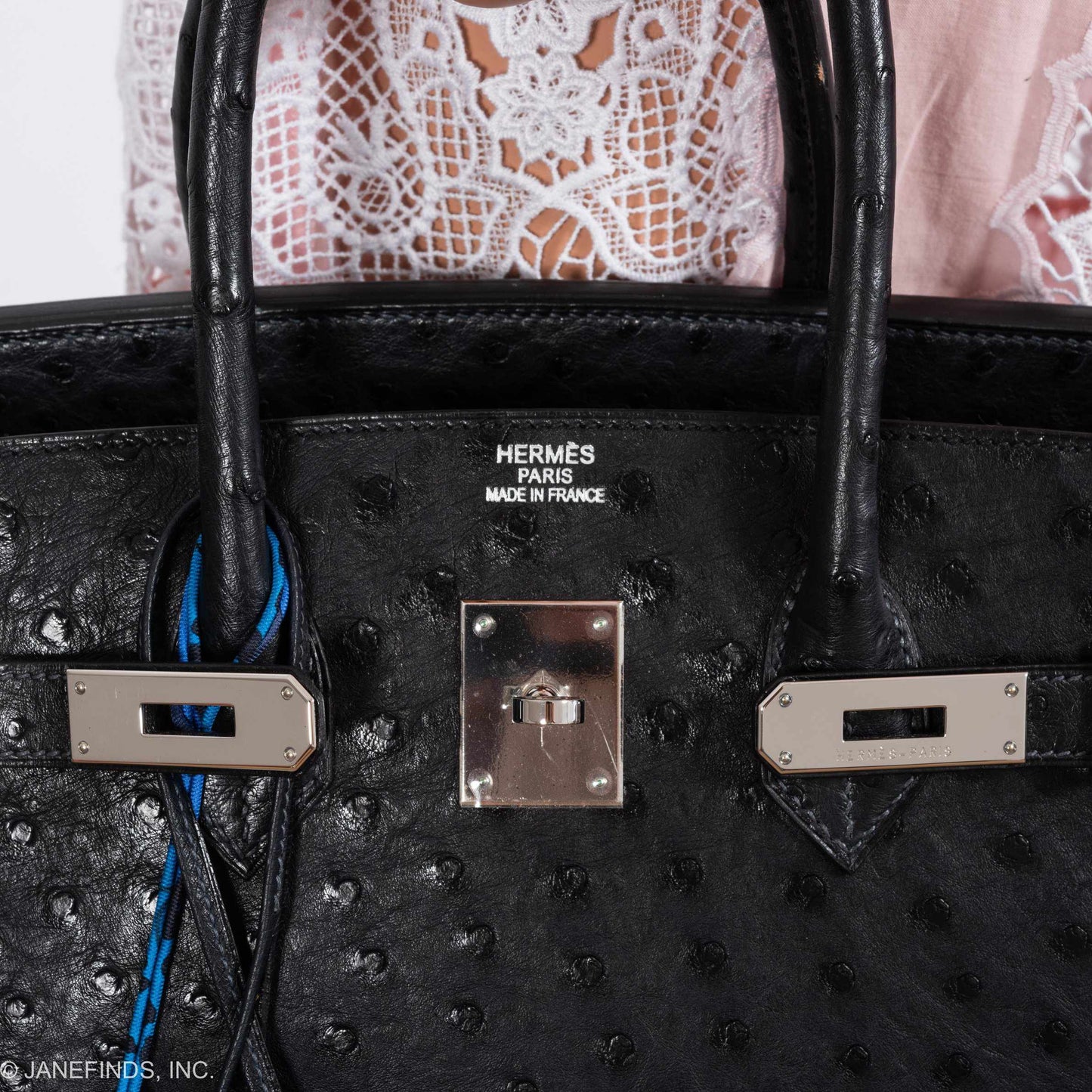 Hermès Birkin 35 Blue Indigo Ostrich Palladium Hardware