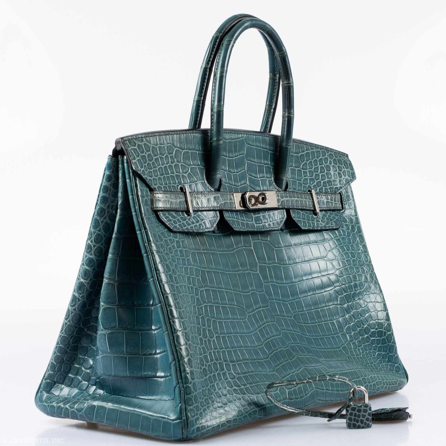 Hermès Birkin 35 Blue Jean Porosus Crocodile Palladium Hardware
