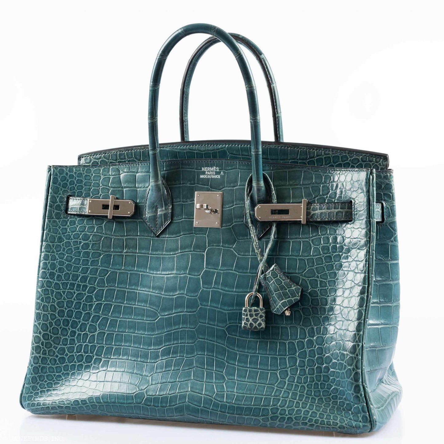 Hermès Birkin 35 Blue Jean Porosus Crocodile Palladium Hardware