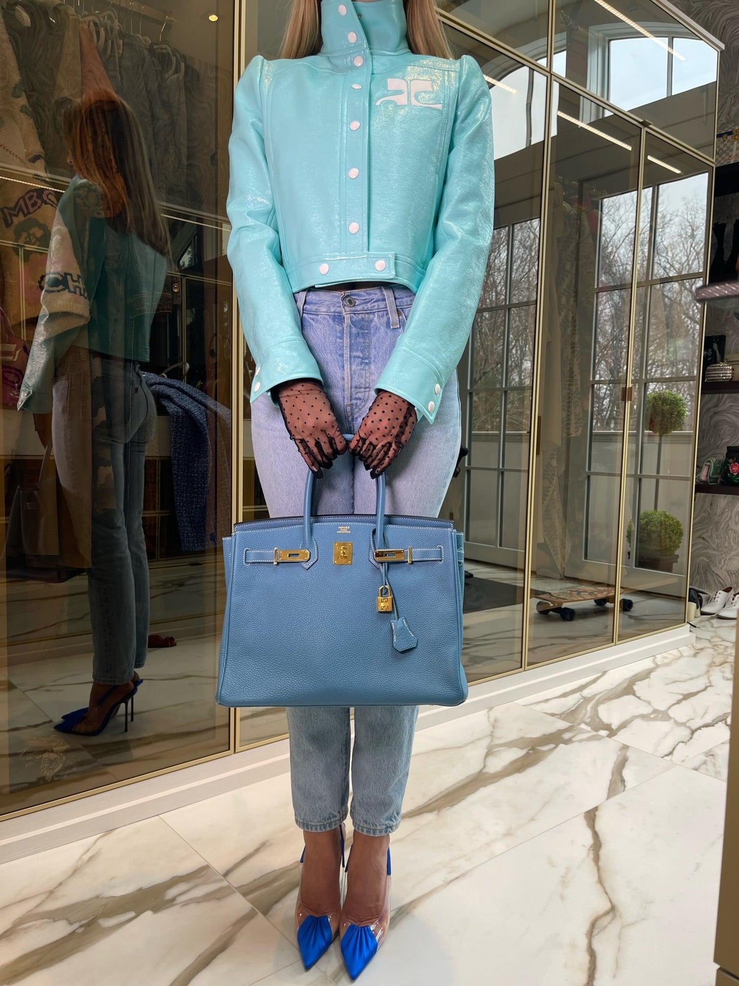 Hermès Birkin 35 Blue Jean Togo Gold Hardware