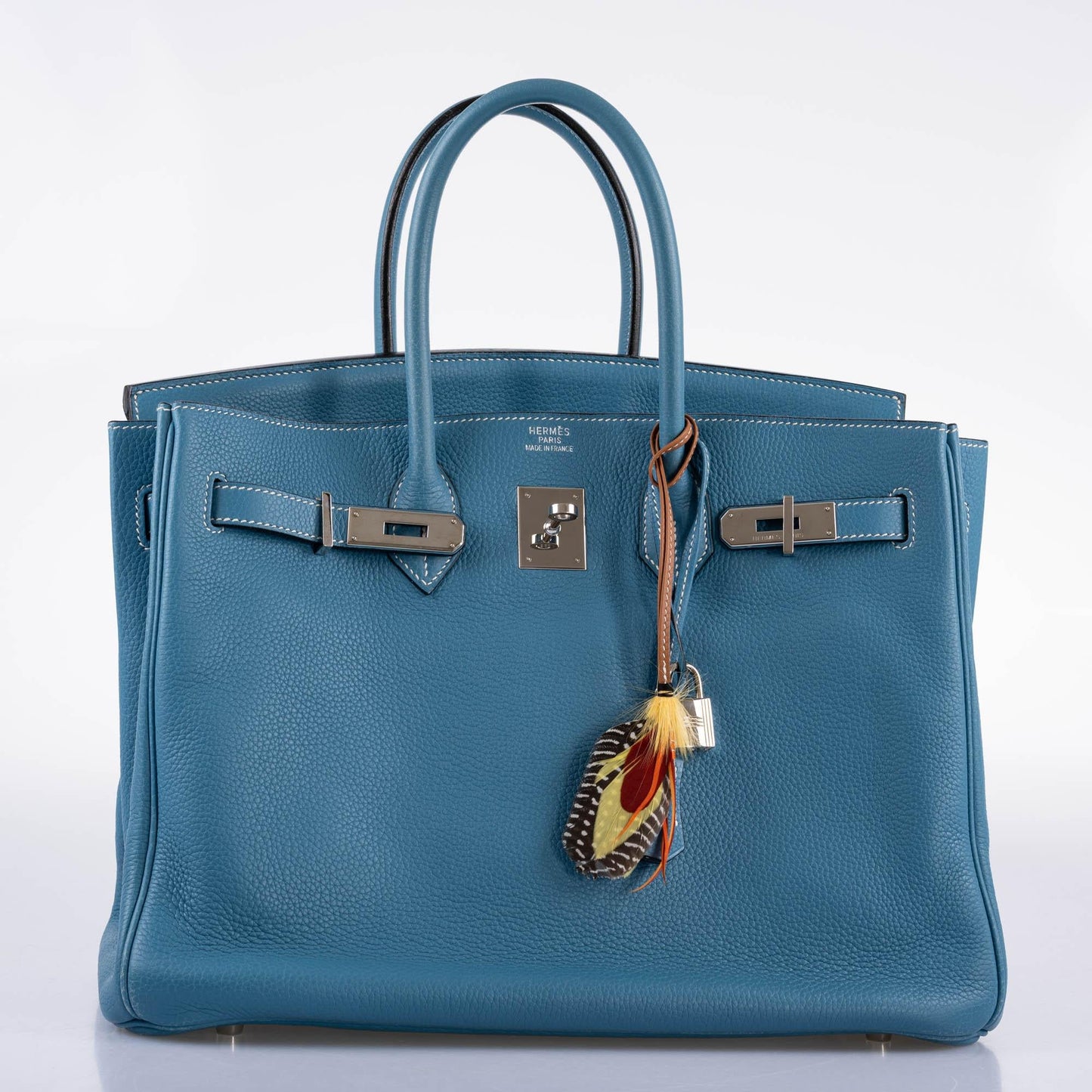 Hermès Birkin 35 Blue Jean Togo with Palladium Hardware - 2008, K Square