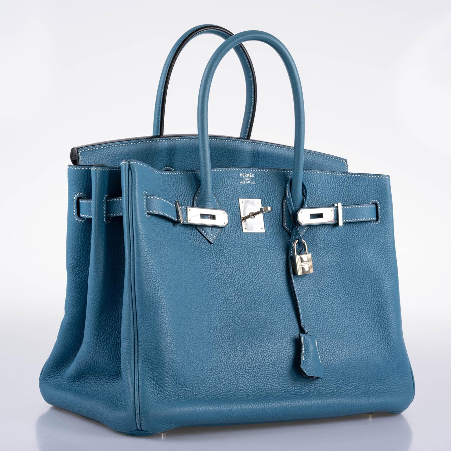 Hermès Birkin 35 Blue Jean Togo with Palladium Hardware - 2008, K Square