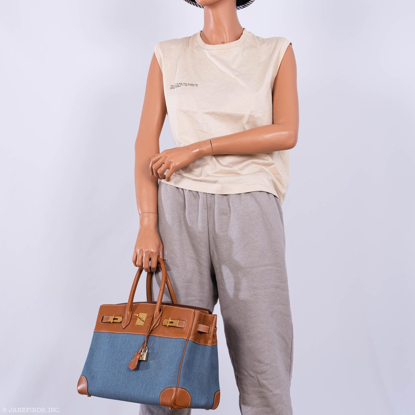 Hermès Birkin 35 Denim & Barenia Gold Hardware - Square B