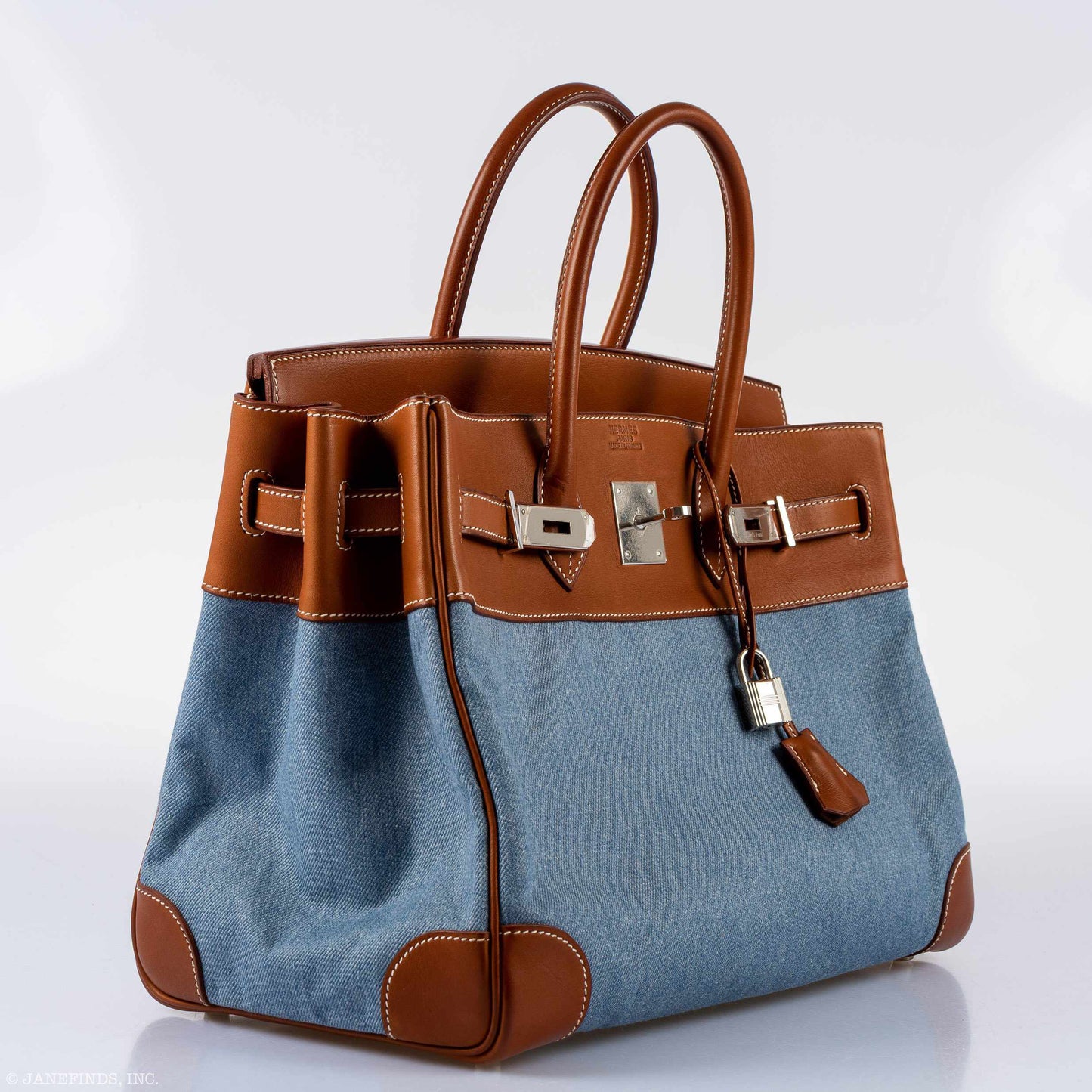 Hermès Birkin 35 Denim & Barenia Palladium Hardware - 2004