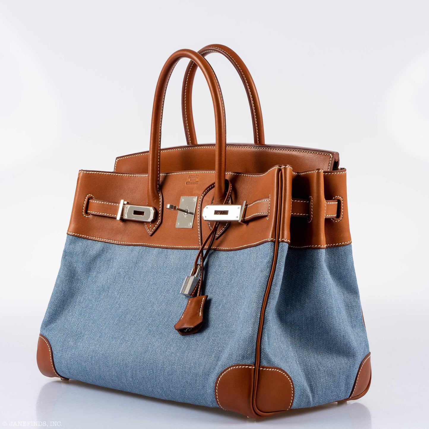 Hermès Birkin 35 Denim & Barenia Palladium Hardware - 2004