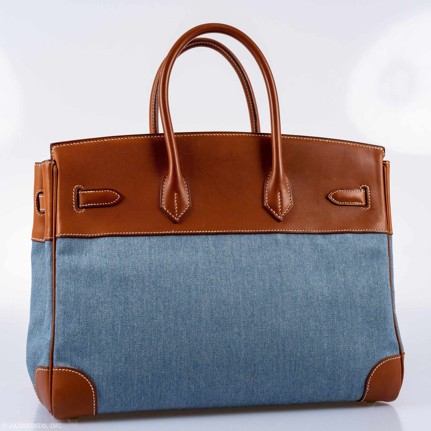 Hermès Birkin 35 Denim & Barenia Palladium Hardware - 2004