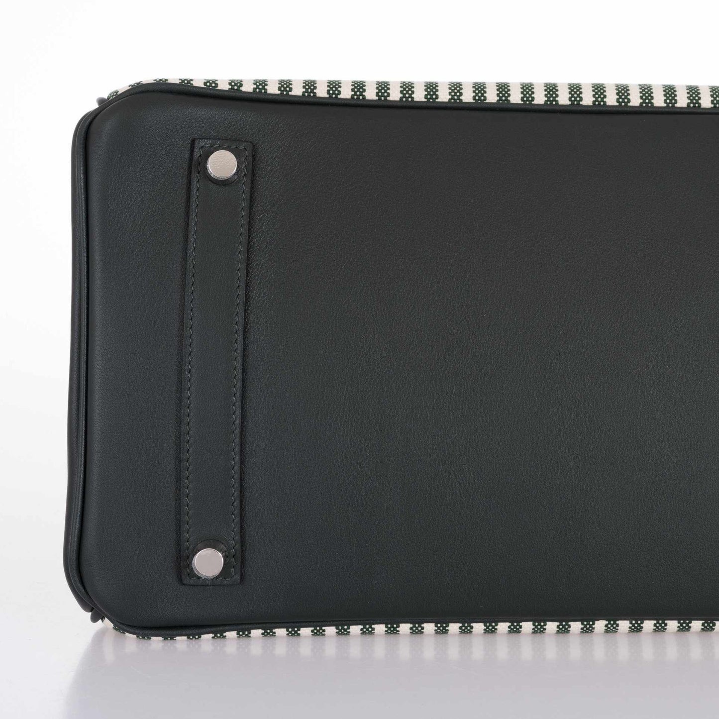 Hermès Birkin 35 Ecru Vert Anglais Toile Riga Swift Palladium Hardware