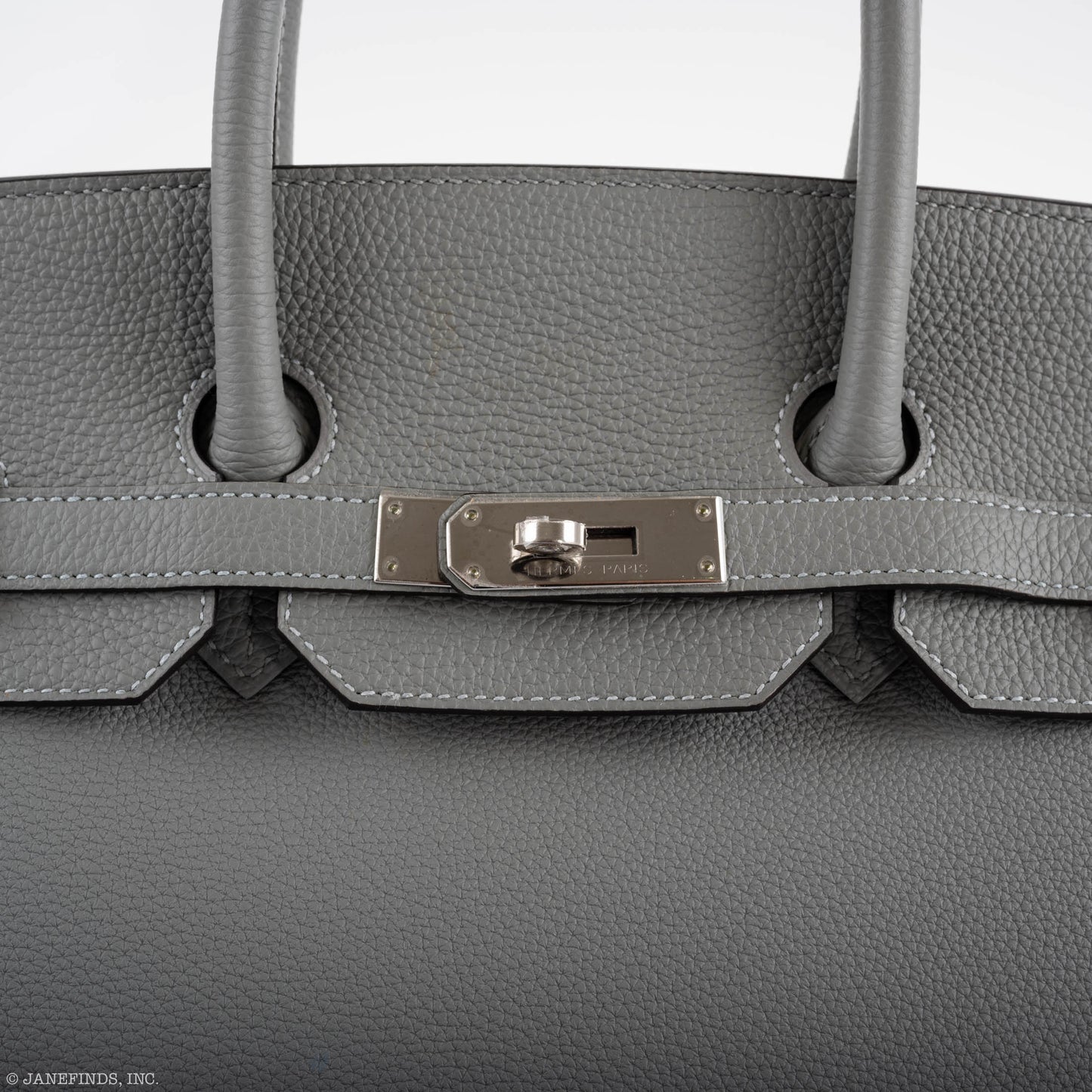 Hermès Birkin 35 Gris Mouette Verso Blue Agate Togo Palladium Hardware - 2016, X