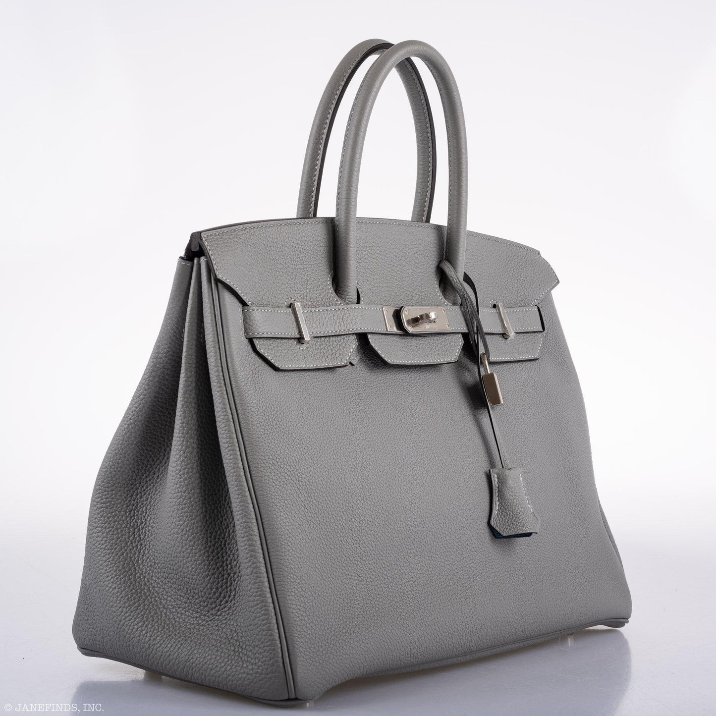 Hermès Birkin 35 Gris Mouette Verso Blue Agate Togo Palladium Hardware - 2016, X
