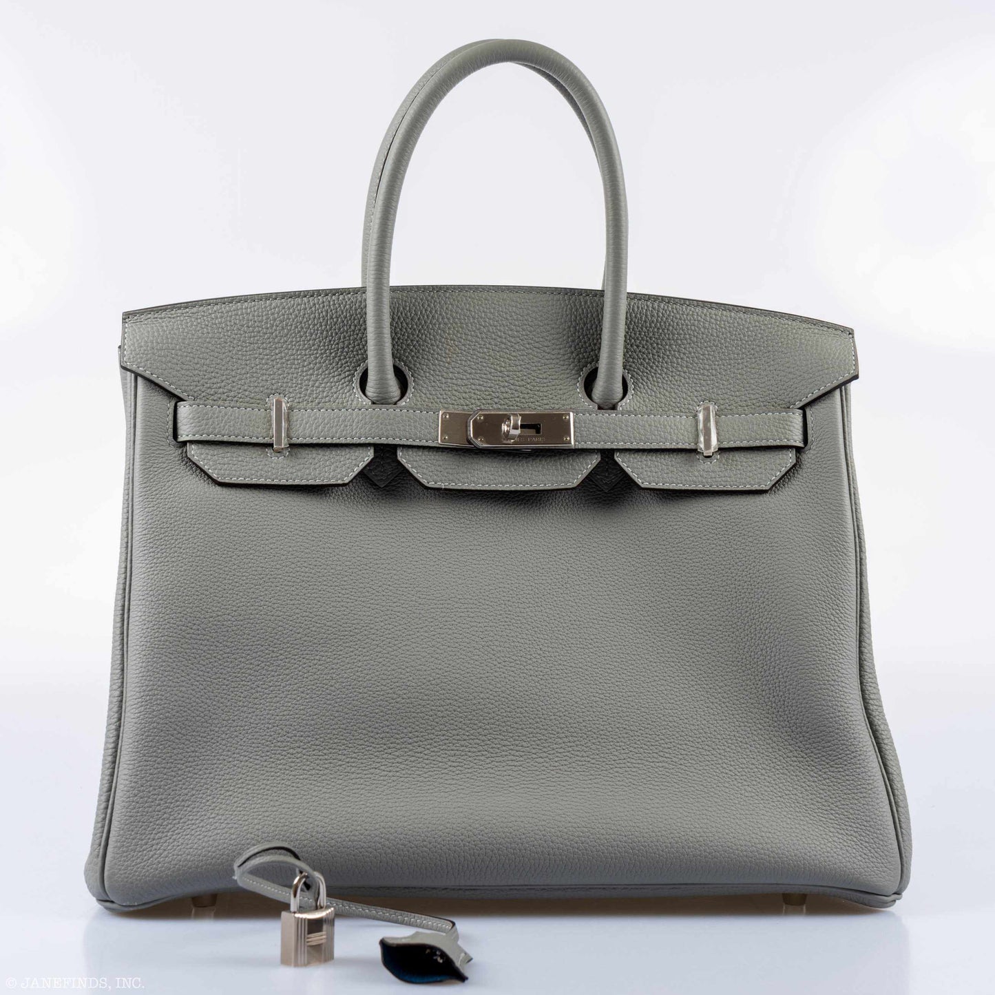 Hermès Birkin 35 Gris Mouette Verso Blue Agate Togo Palladium Hardware