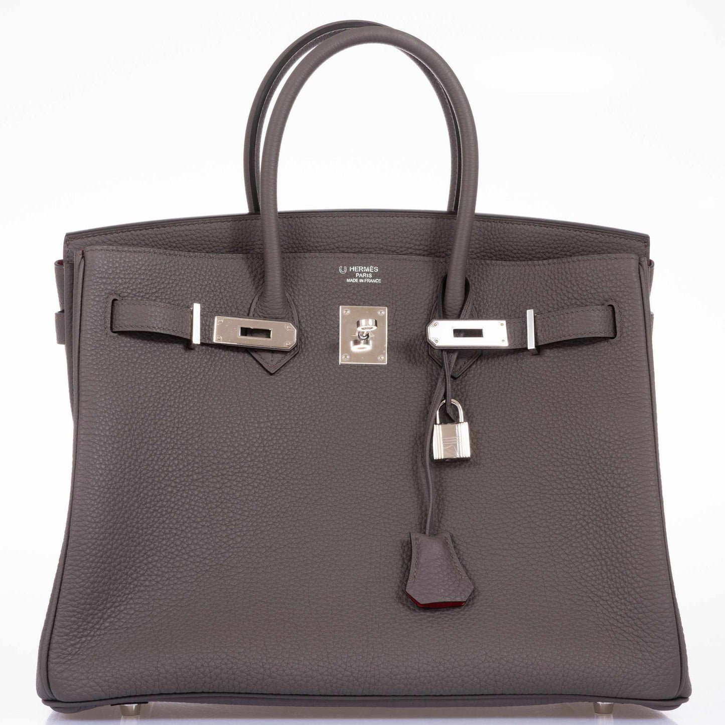 Hermès Birkin 35 HSS Bi-Color Etain & Rouge Vif Togo Palladium Hardware