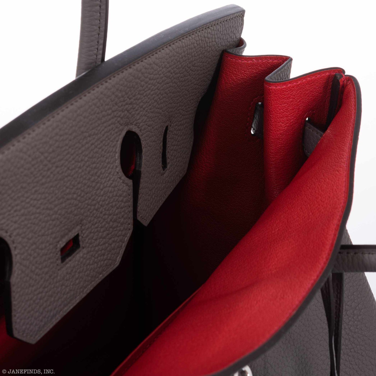 Hermès Birkin 35 HSS Bi-Color Etain & Rouge Vif Togo Palladium Hardware