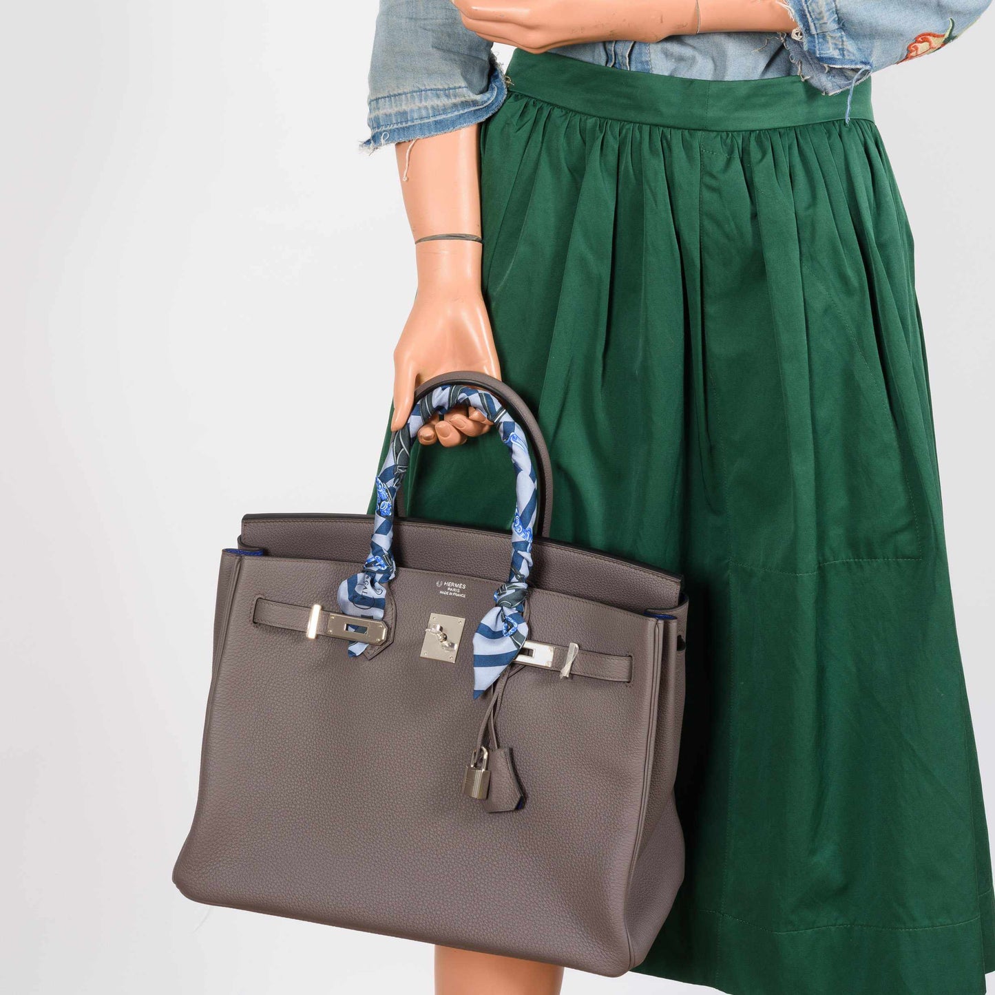 Hermès Birkin 35 HSS Etain With Blue Electric Togo Palladium Hardware