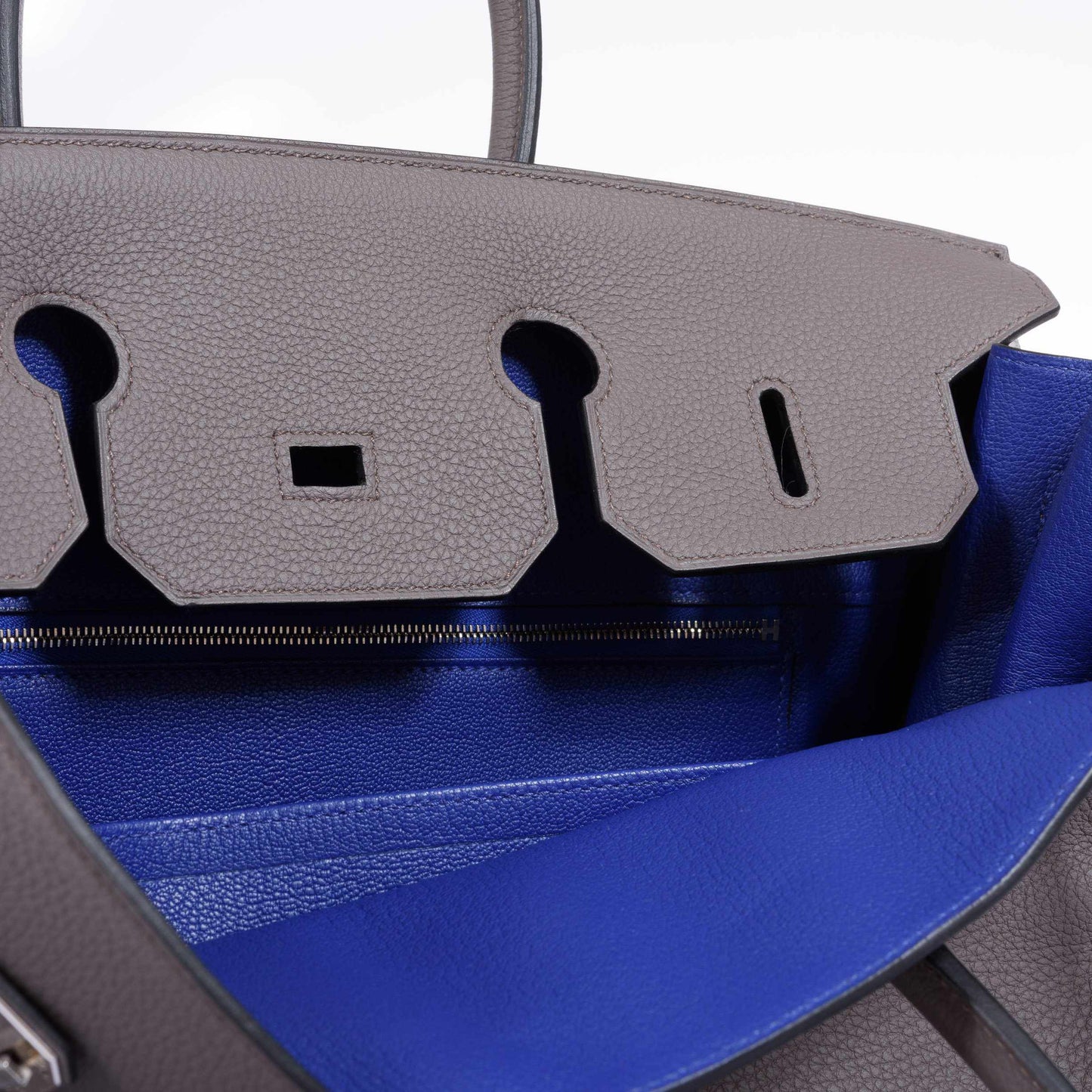 Hermès Birkin 35 HSS Etain With Blue Electric Togo Palladium Hardware