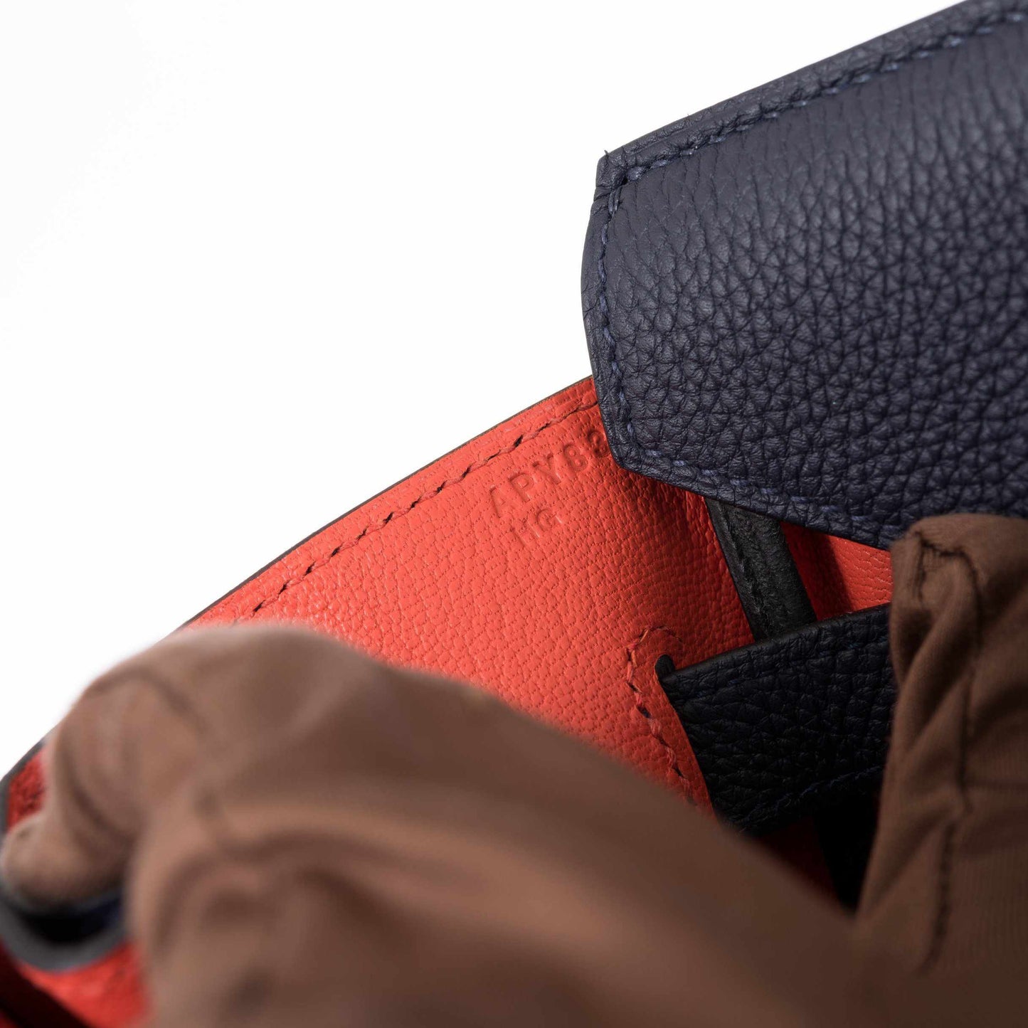 Hermès Birkin 35 Verso Blue Nuit Orange Poppy Togo Palladium Hardware