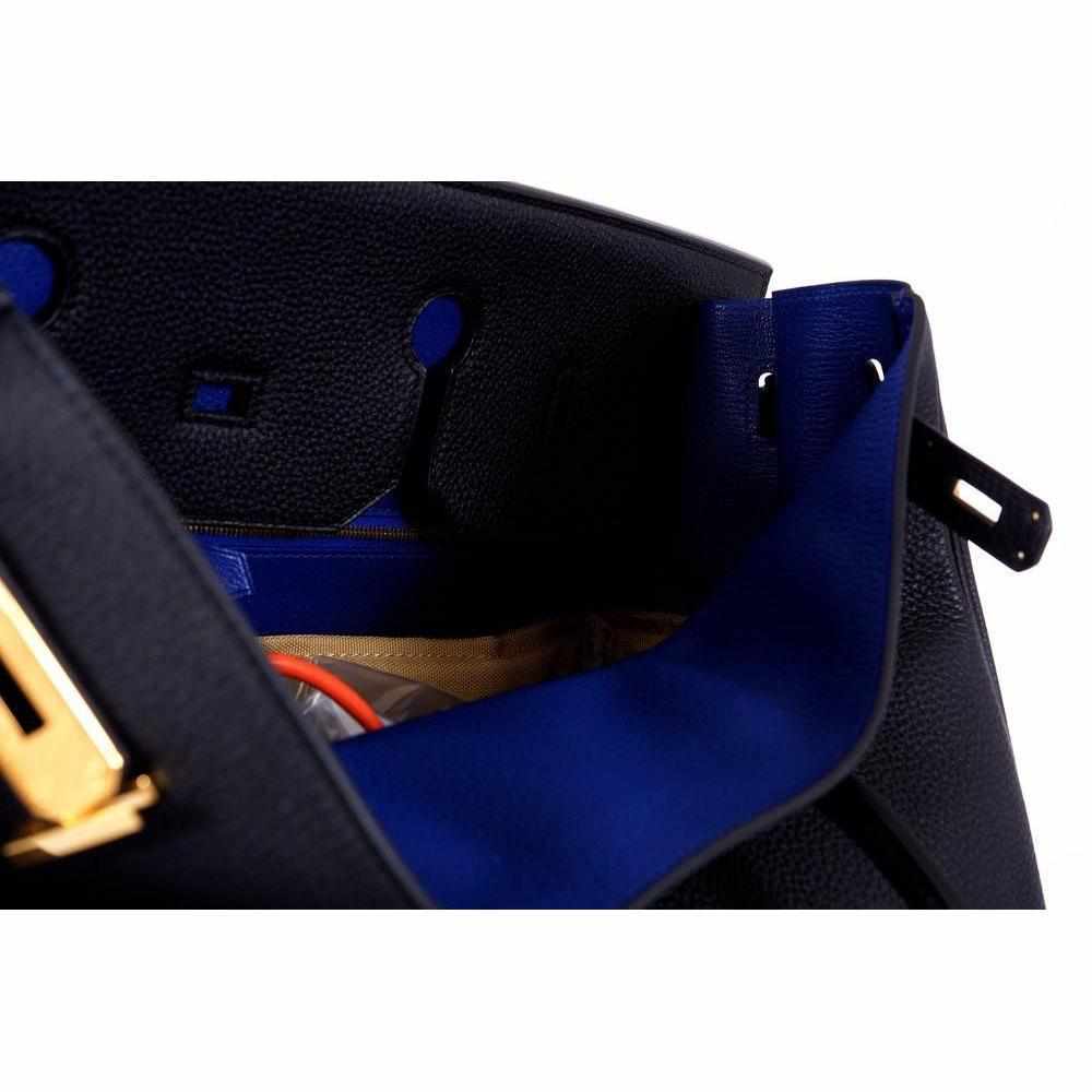 Hermès Birkin 40 Black With Bleu Electric Interior Togo Gold Hardware