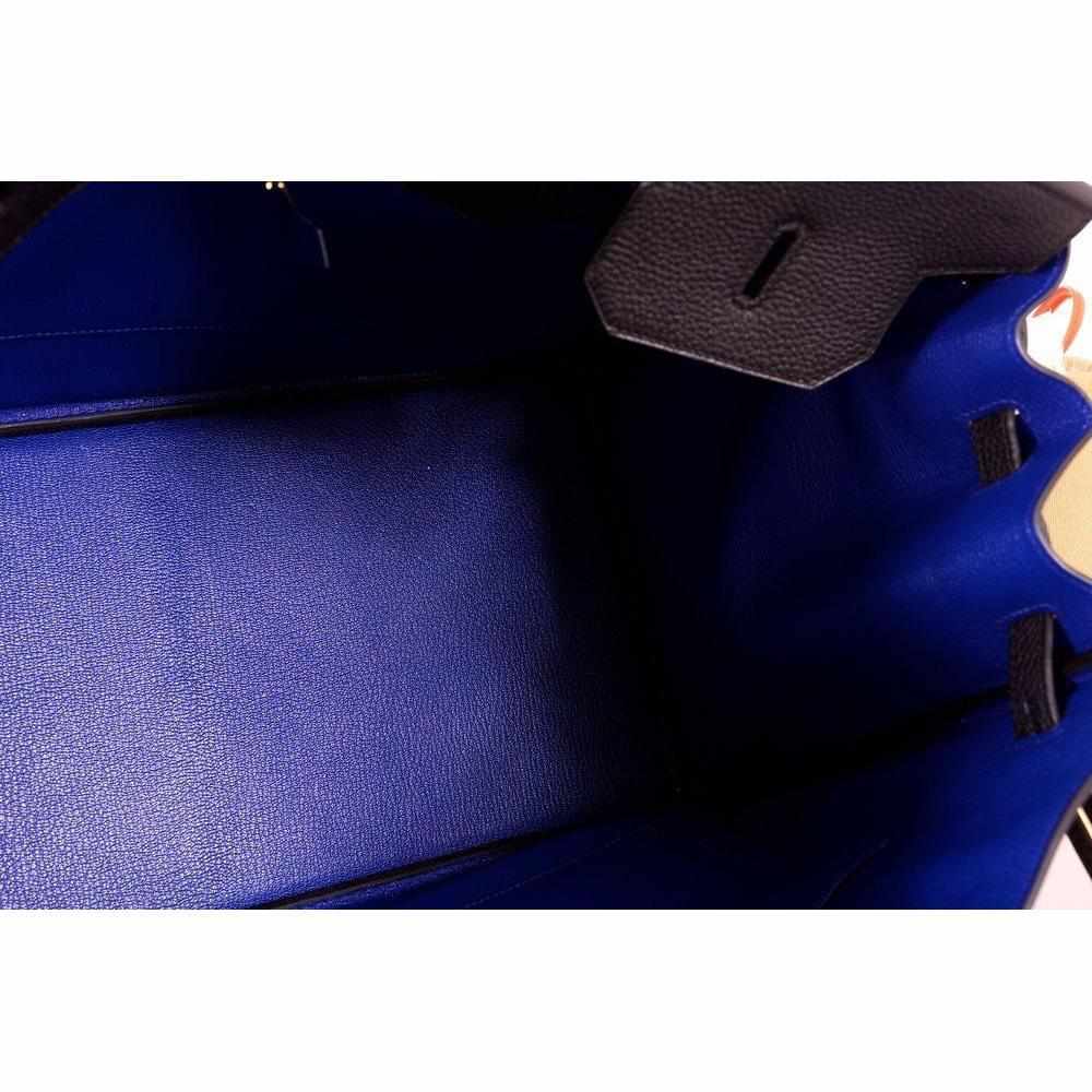 Hermès Birkin 40 Black With Bleu Electric Interior Togo Gold Hardware