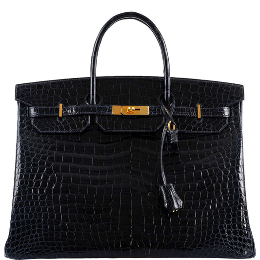 Hermès Birkin 40 Blue Nuit Porosus Crocodile Gold Hardware - 2016, X