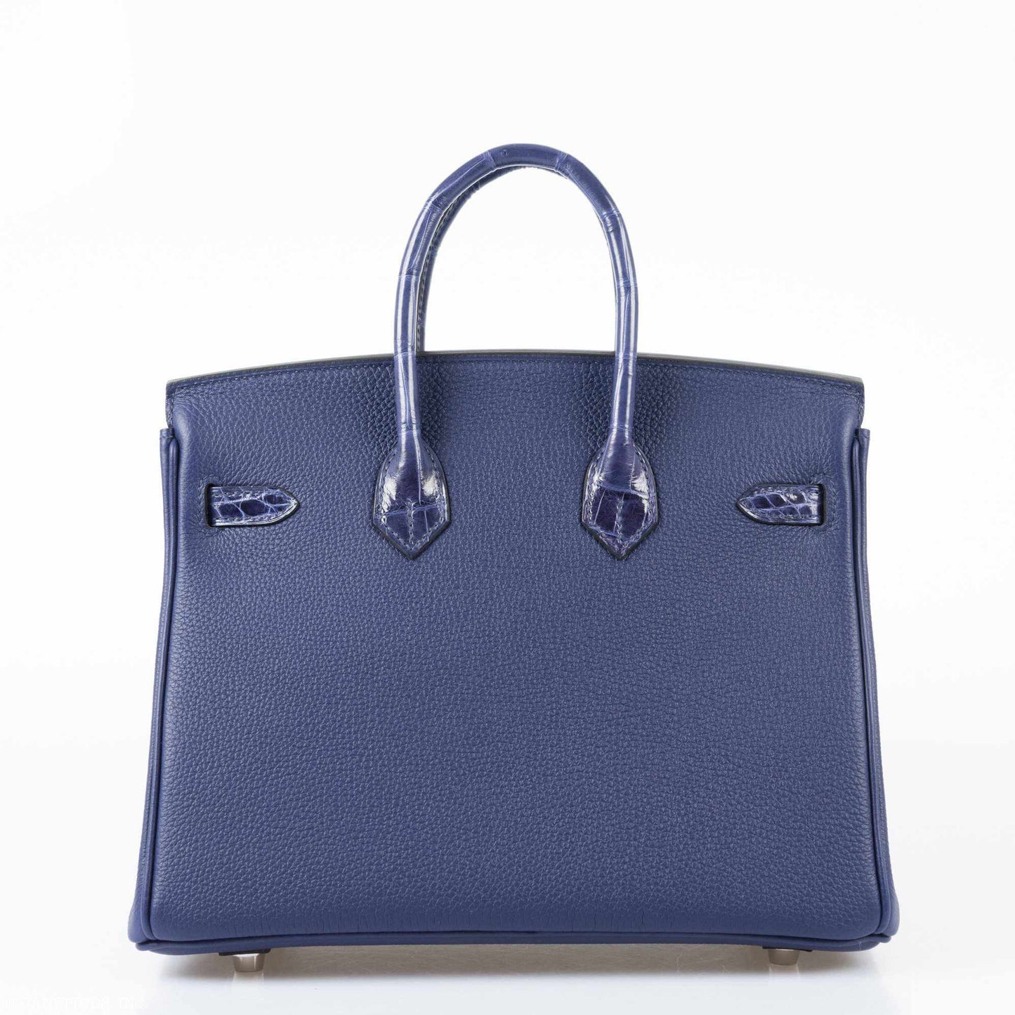Hermès Birkin Touch 25 Blue Encre Togo & Niloticus Crocodile Palladium Hardware