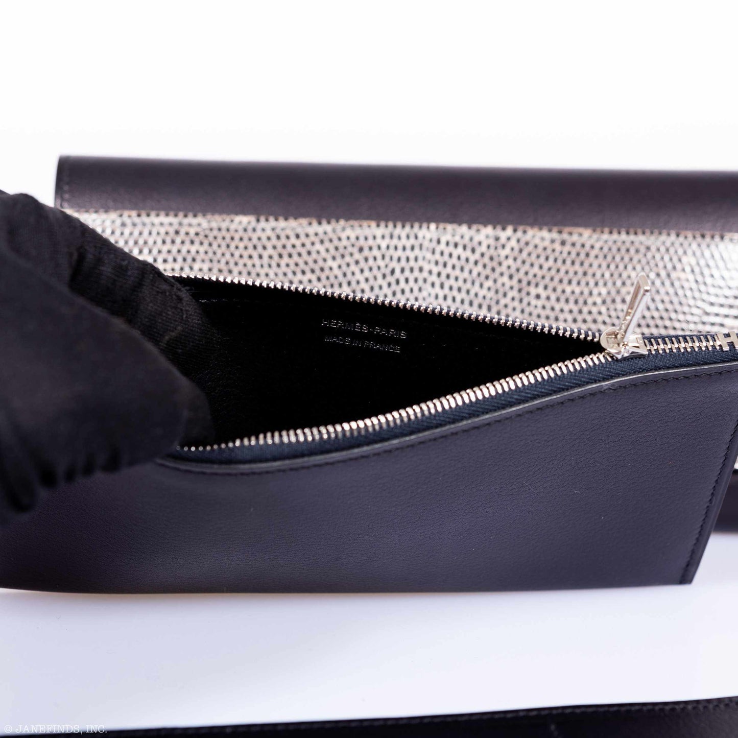 Hermès Bleu Indigo Evergrain & Lez Lisse Lizard Portefeuille Passant Long