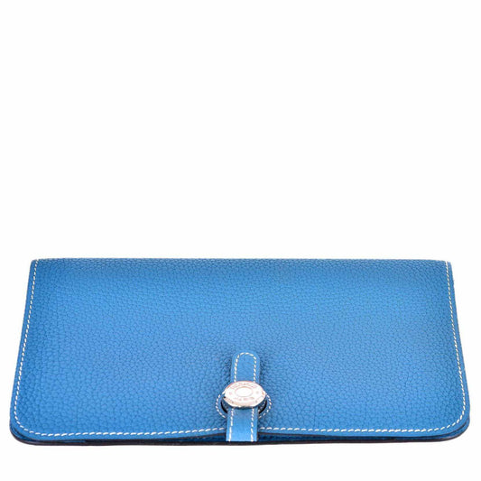 Hermès Blue Jean Dogon Wallet Togo Palladium Hardware