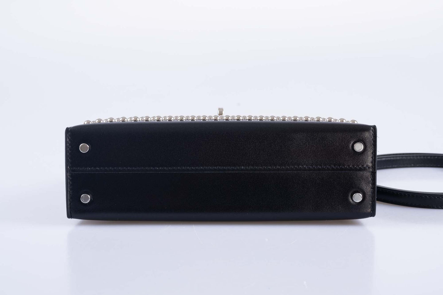 Hermès Clouté Mini Kelly 20 Studded Black Box Palladium Hardware