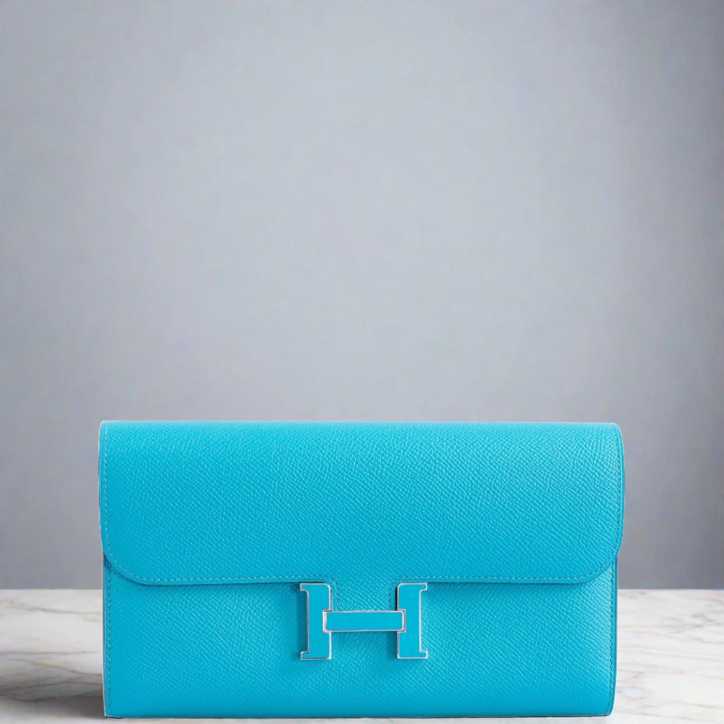 Hermès Constance Long Wallet Blue Paon Epsom Gold Hardware