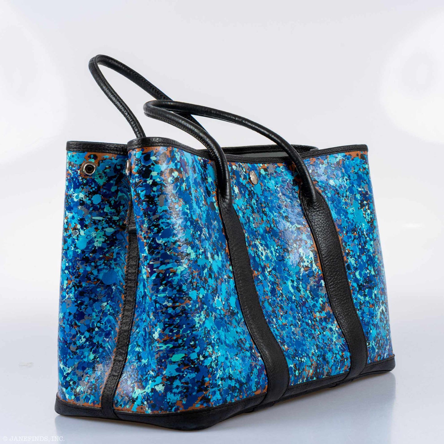 Hermès Garden Party PM Black Buffalo Leather Trim "Caribbean Fizz" * JaneFinds Custom Shop