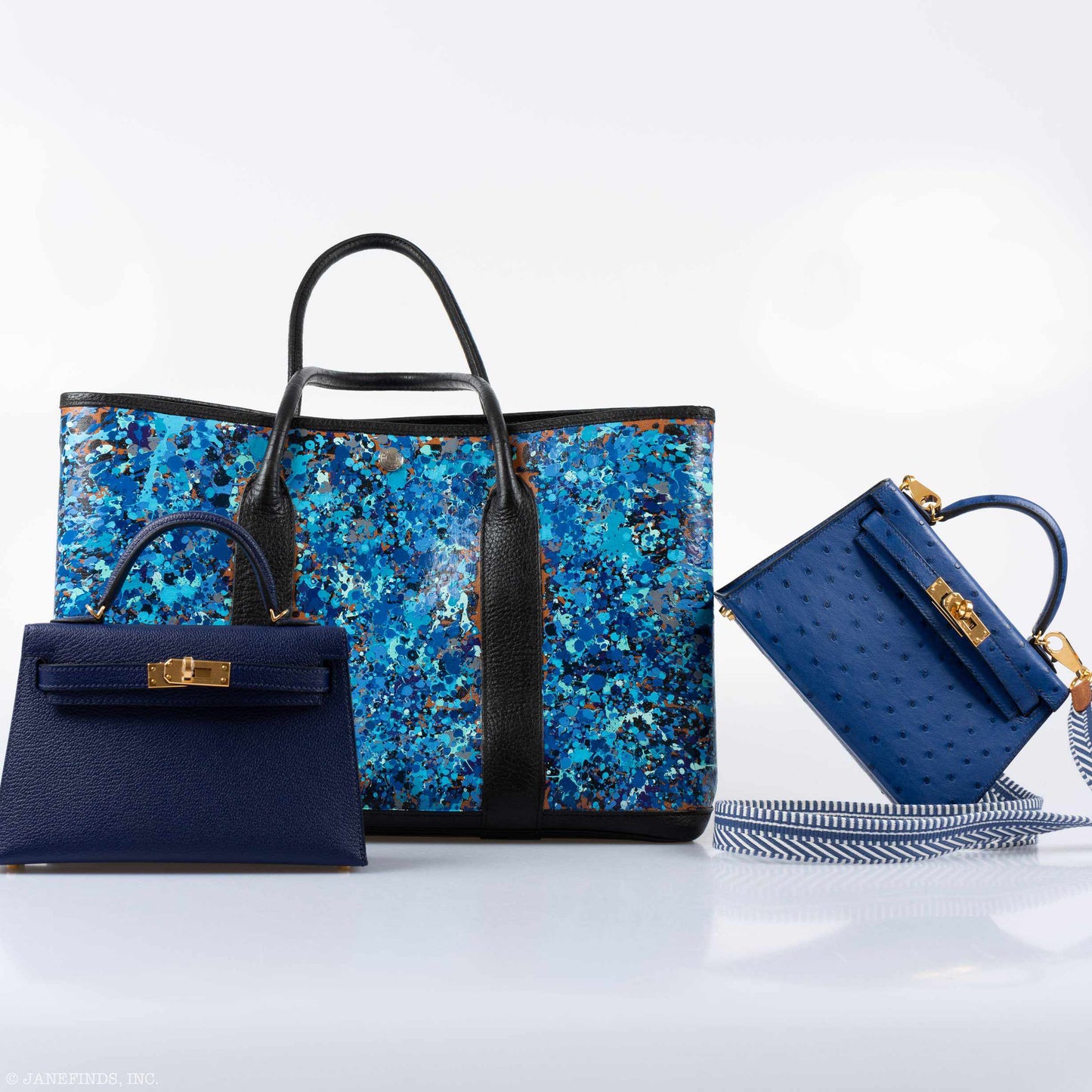 Hermès Garden Party PM Black Buffalo Leather Trim "Caribbean Fizz" * JaneFinds Custom Shop