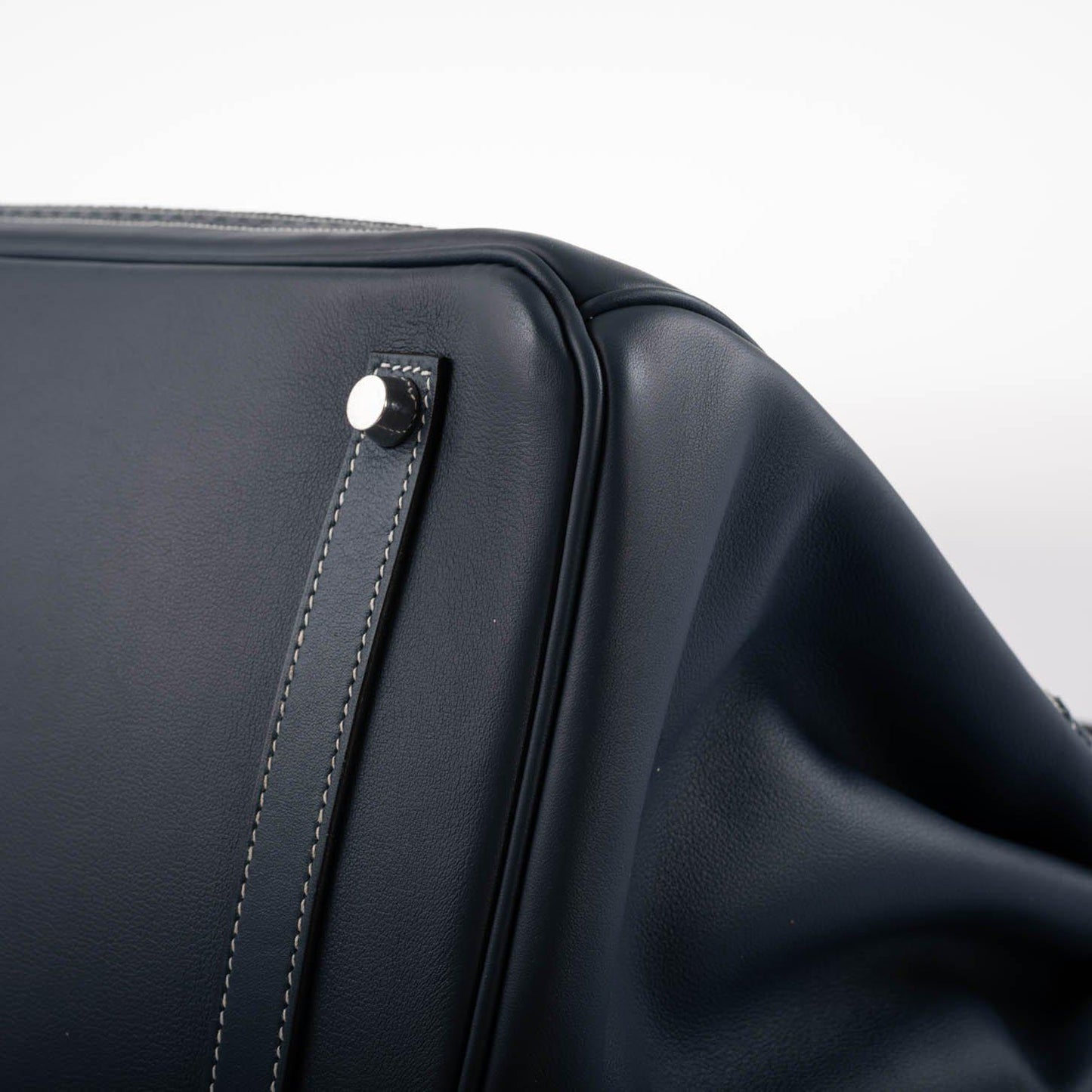 Hermès Ghillies Birkin 35 Blue de Prusse Swift & Toile with Palladium Hardware - 2014, R Square