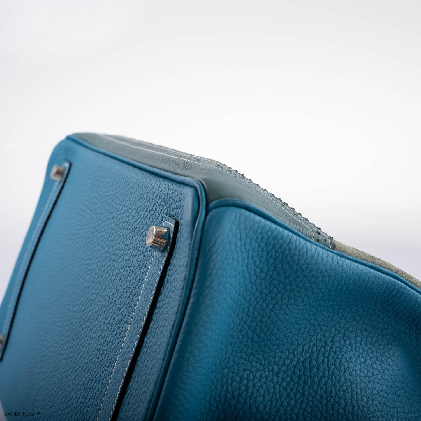 Hermès Ghillies Birkin 35 Ciel Doblis, Turquoise Togo and Bleu Jean Swift Palladium Hardware