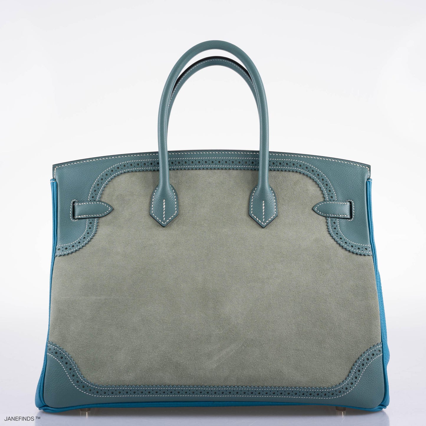 Hermès Ghillies Birkin 35 Ciel Doblis, Turquoise Togo and Bleu Jean Swift Palladium Hardware