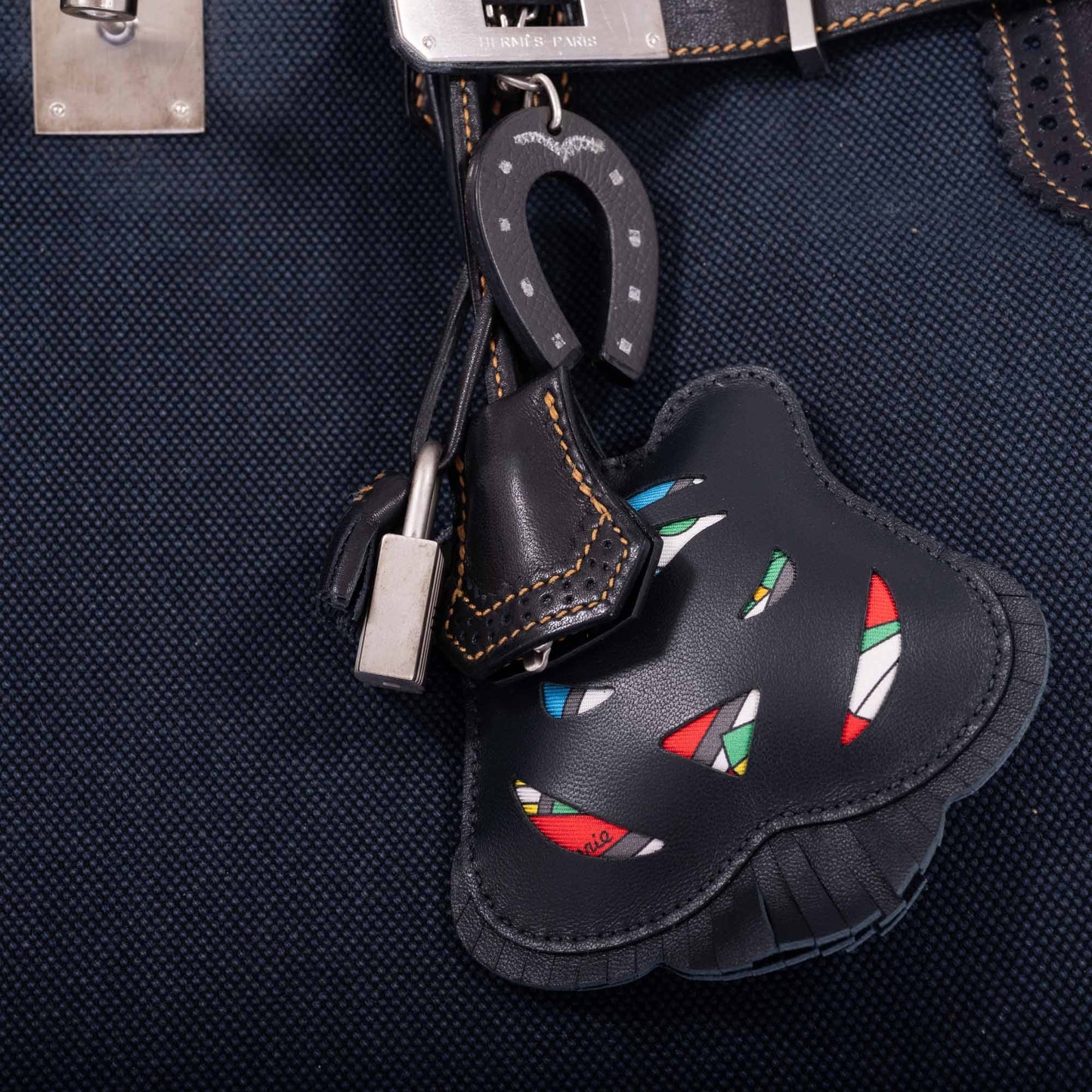 Hermès Ghillies Birkin 40 Indigo Denim and Black Tadelakt Brushed Palladium Hardware