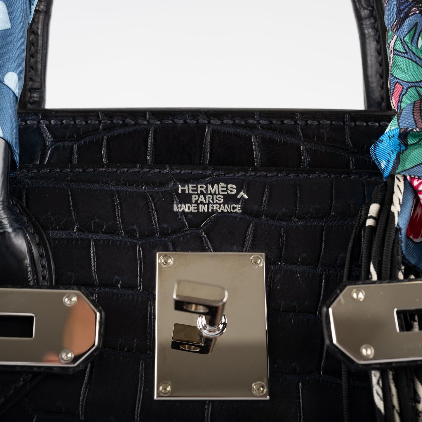 Hermès HAC Birkin 40 Blue Marine Matte Porosus Crocodile Palladium Hardware - 2018, C