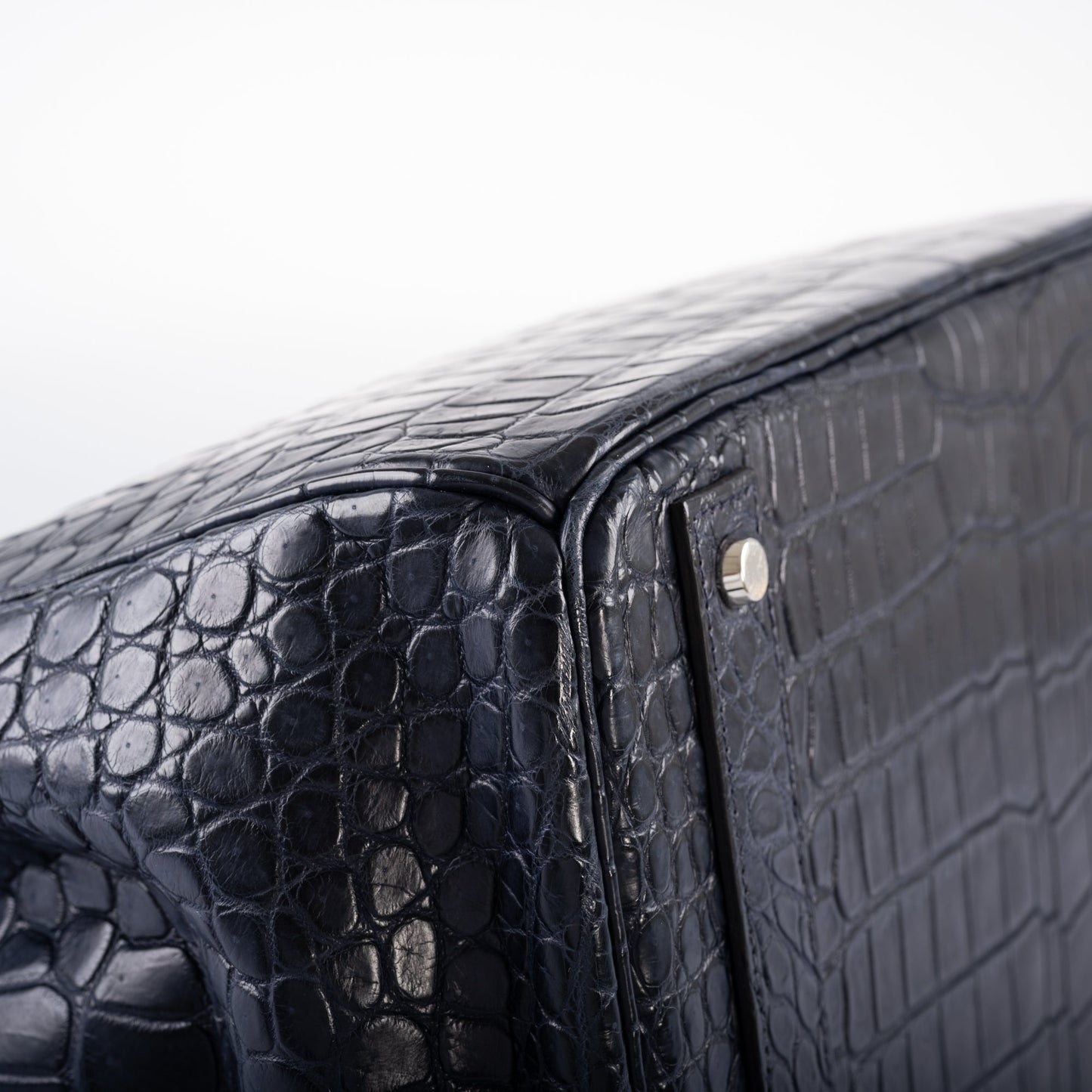 Hermès HAC Birkin 40 Blue Marine Matte Porosus Crocodile Palladium Hardware - 2018, C