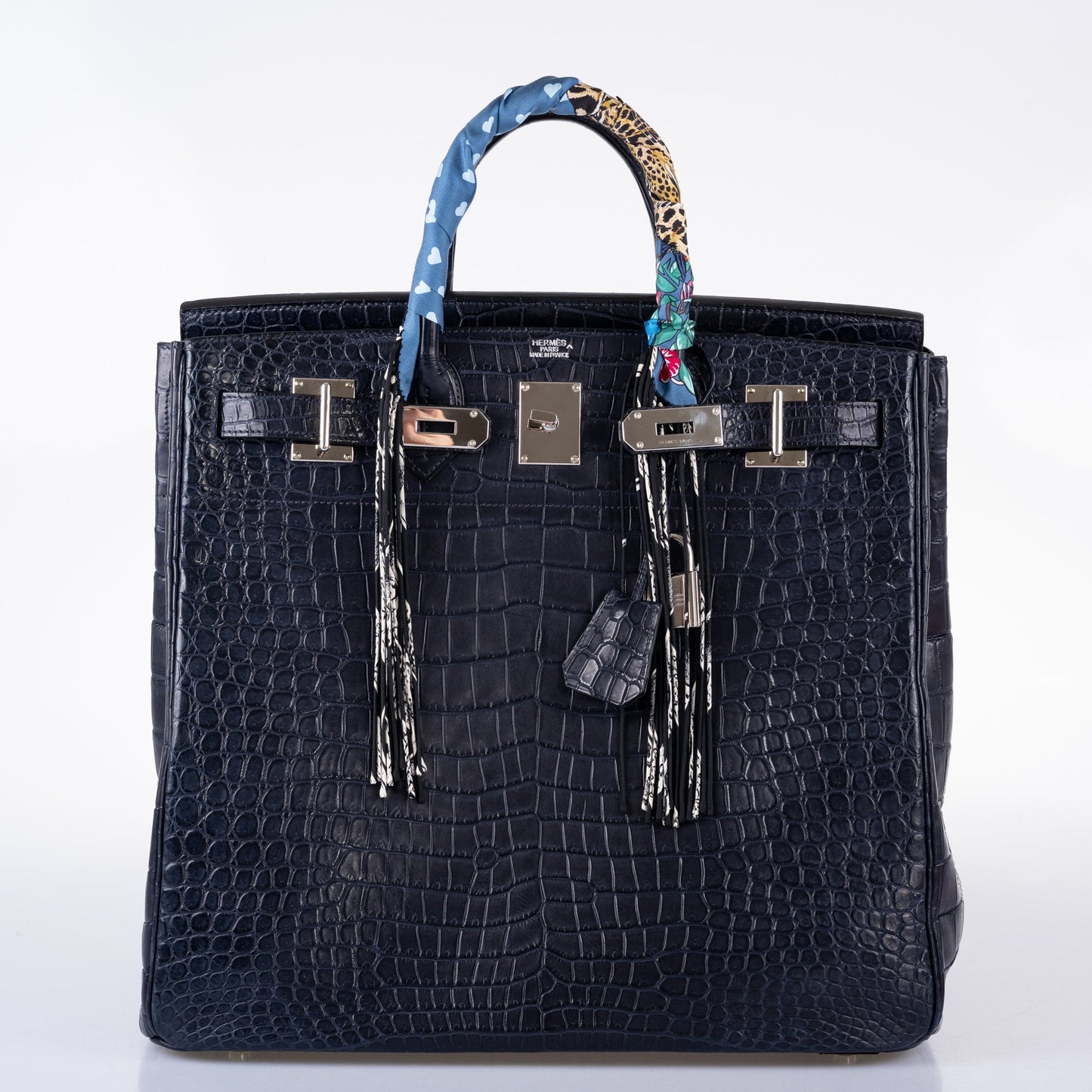 Hermès HAC Birkin 40 Blue Marine Matte Porosus Crocodile Palladium Hardware - 2018, C