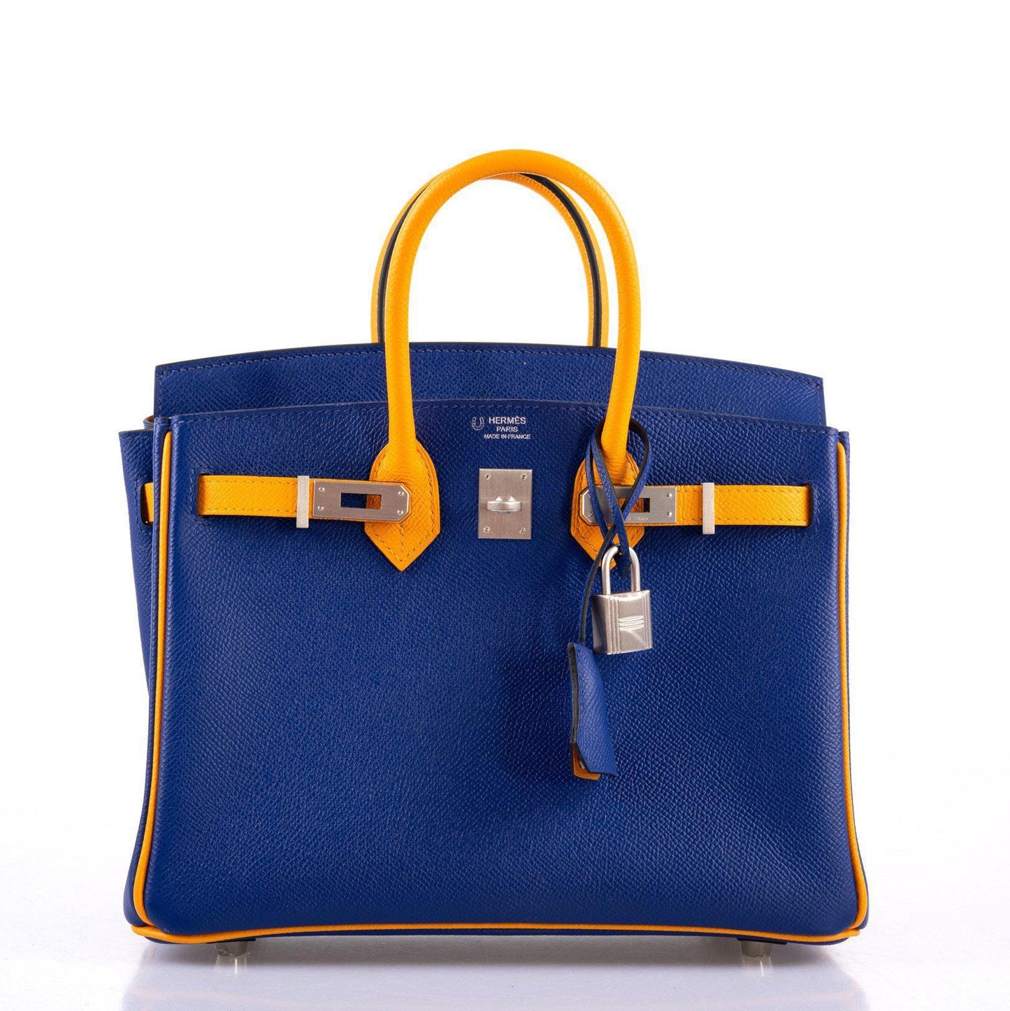 Hermès HSS Birkin 25 Jaune D’Or & Blue Electric Epsom Brushed Palladium Hardware - 2018, C