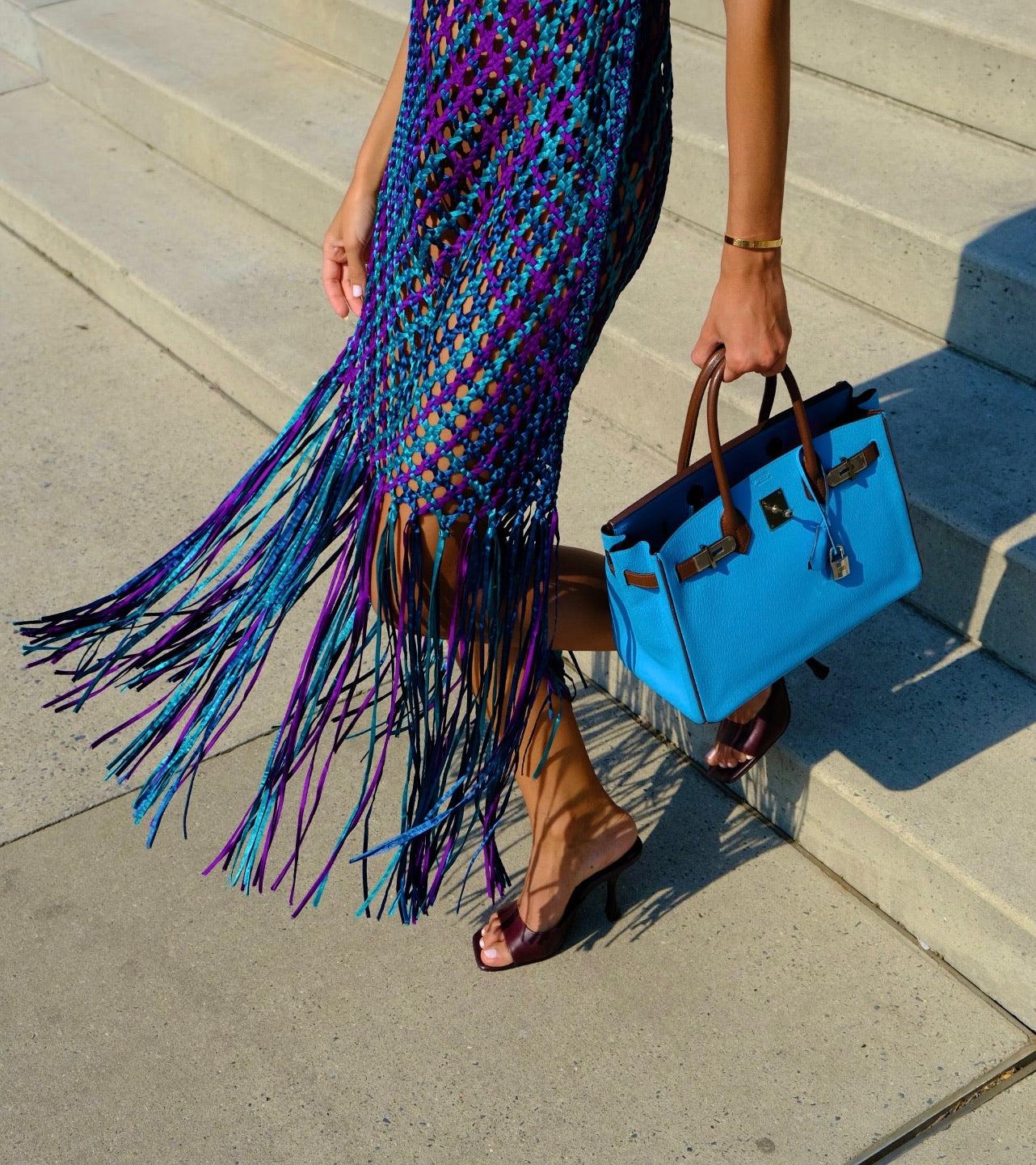 Hermès HSS Birkin 30 Bleu Aztec and Havane Chevre Palladium Hardware