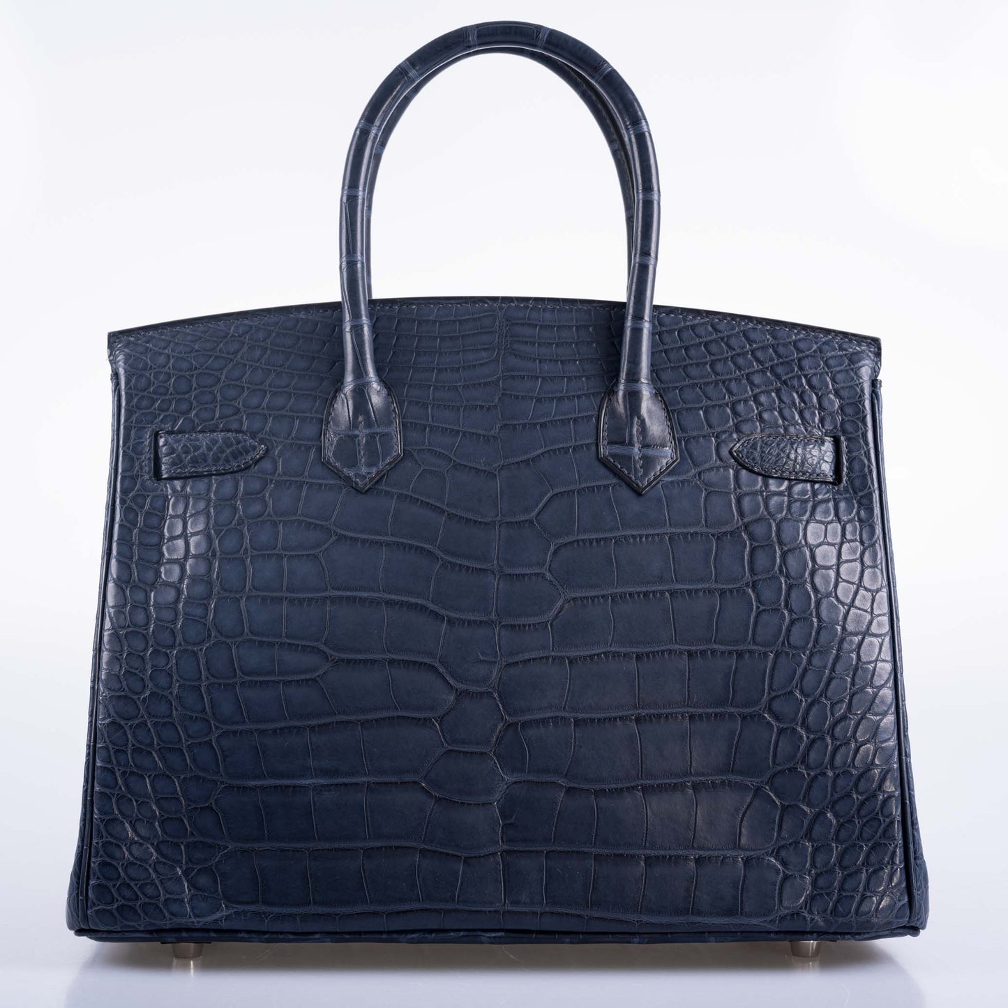 Hermès HSS Birkin 30 Blue Marine Matte Alligator & Cassis Interior with Palladium Hardware