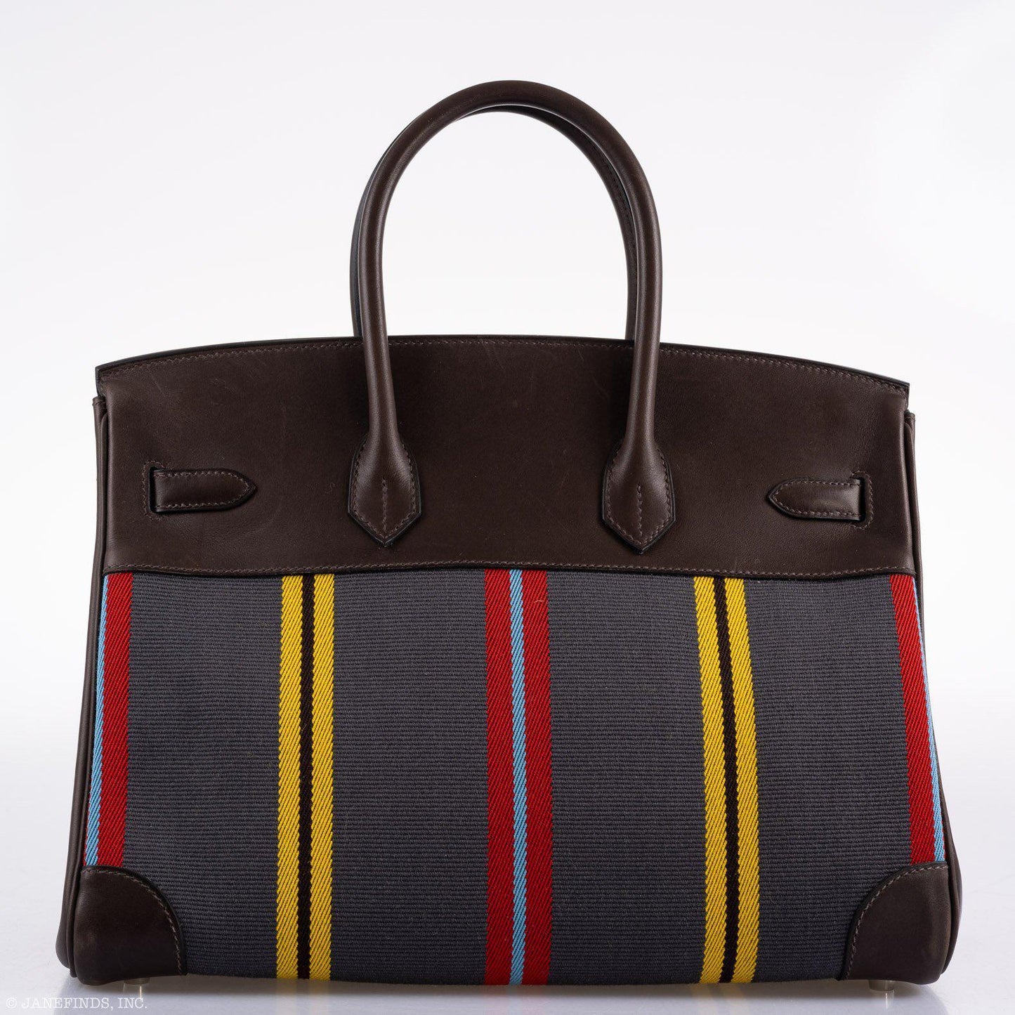 Hermès Jumping Birkin 35 Multicolor Canvas and Ebene Box Palladium Hardware