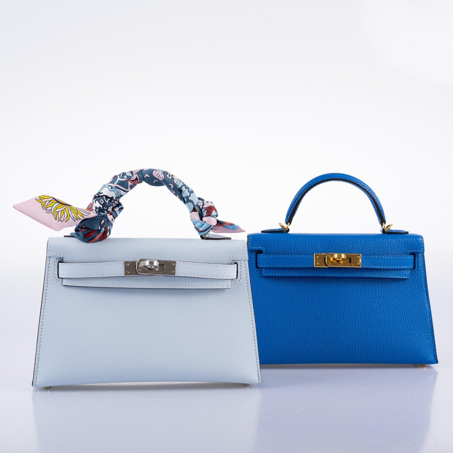Hermès Kelly 20 Mini II Bleu Brume Hydra Epsom Palladium Hardware