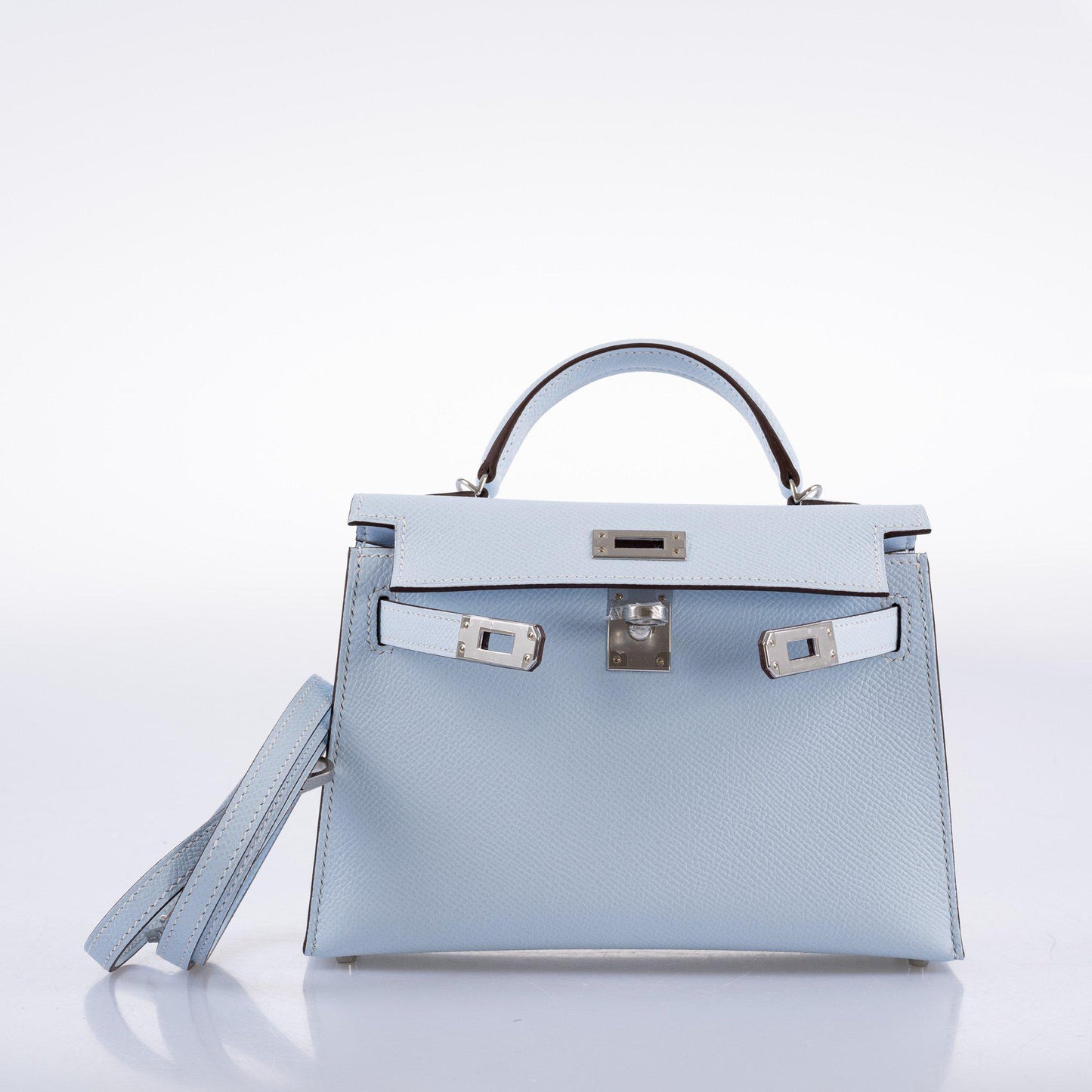 Hermès Kelly 20 Mini II Bleu Brume Hydra Epsom Palladium Hardware