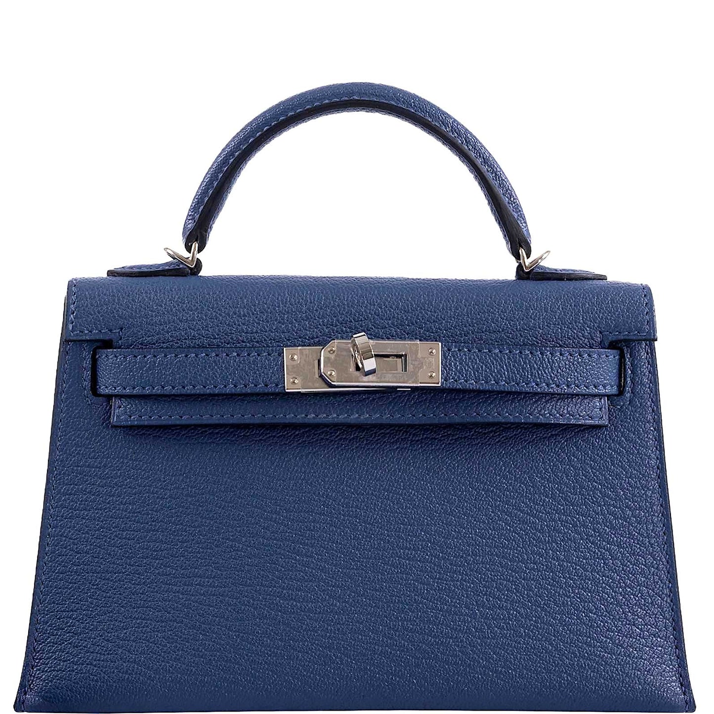 Hermès Kelly 20 Mini II Sellier Blue Brighton & Magnolia Chevre with Palladium Hardware - 2020, Y