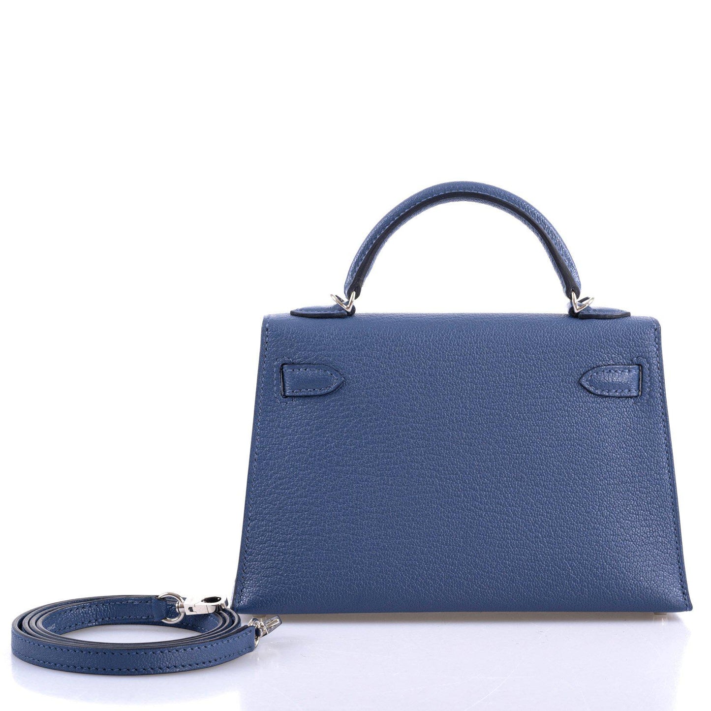 Hermès Kelly 20 Mini II Sellier Blue Brighton & Magnolia Chevre with Palladium Hardware - 2020, Y