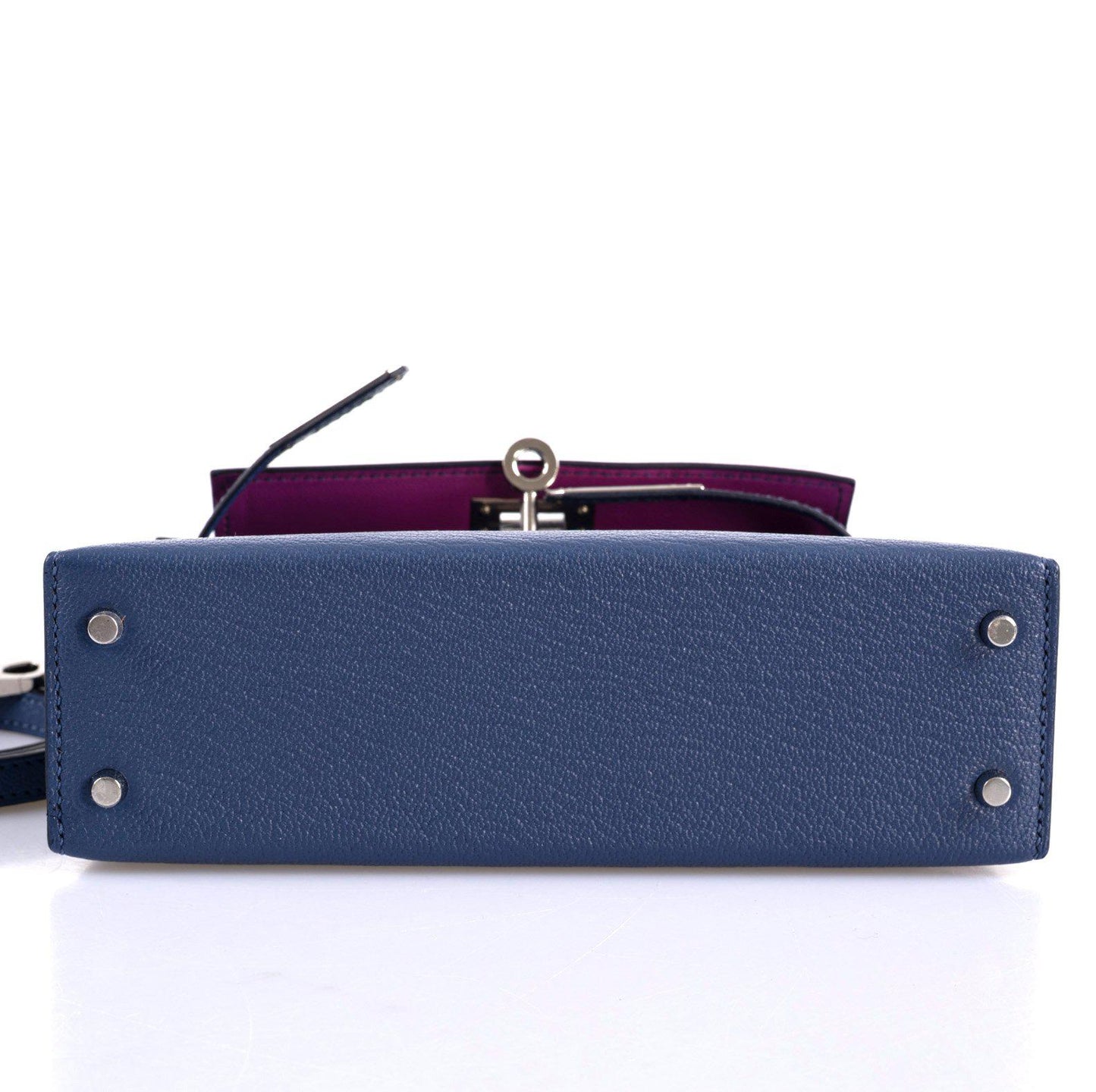 Hermès Kelly 20 Mini II Sellier Blue Brighton & Magnolia Chevre with Palladium Hardware - 2020, Y